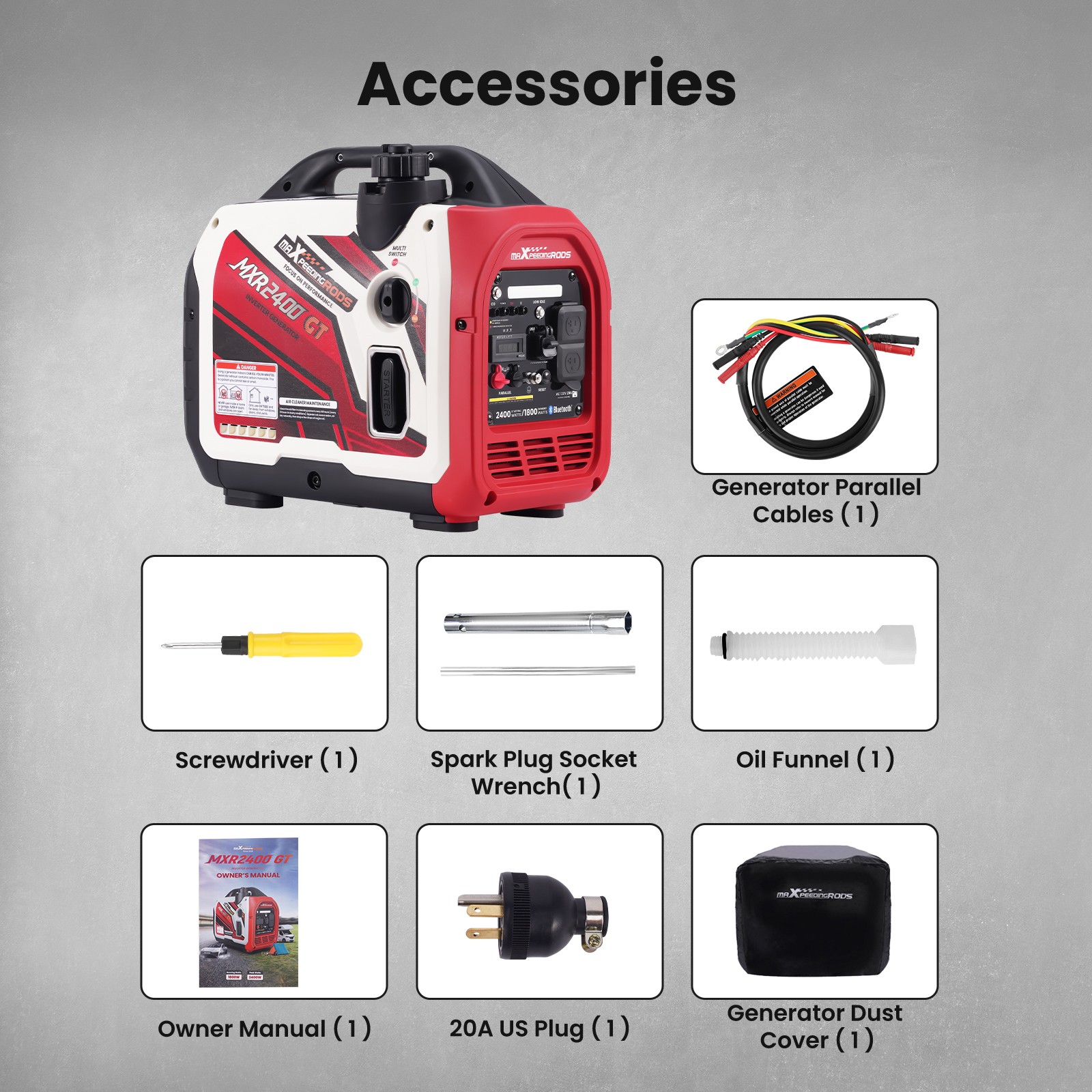 Portable Lightweight Generator 2400W Super Quiet 58dB Bluetooth App Monitor