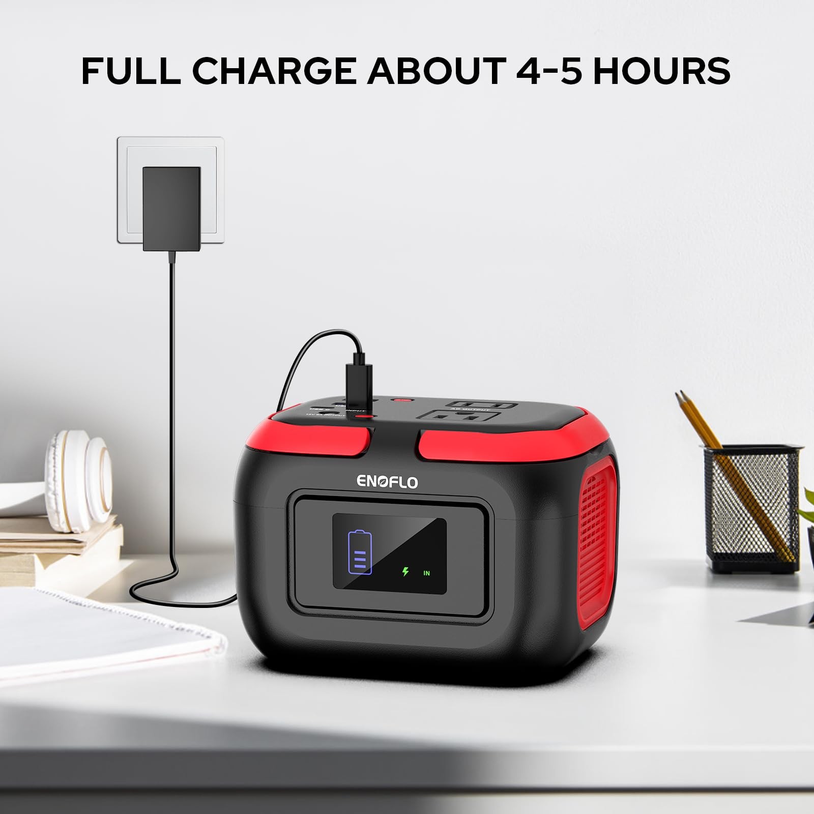 ENOFLO Portable Power Station, 97.68Wh Solar Generator, Lithium Red-Black
