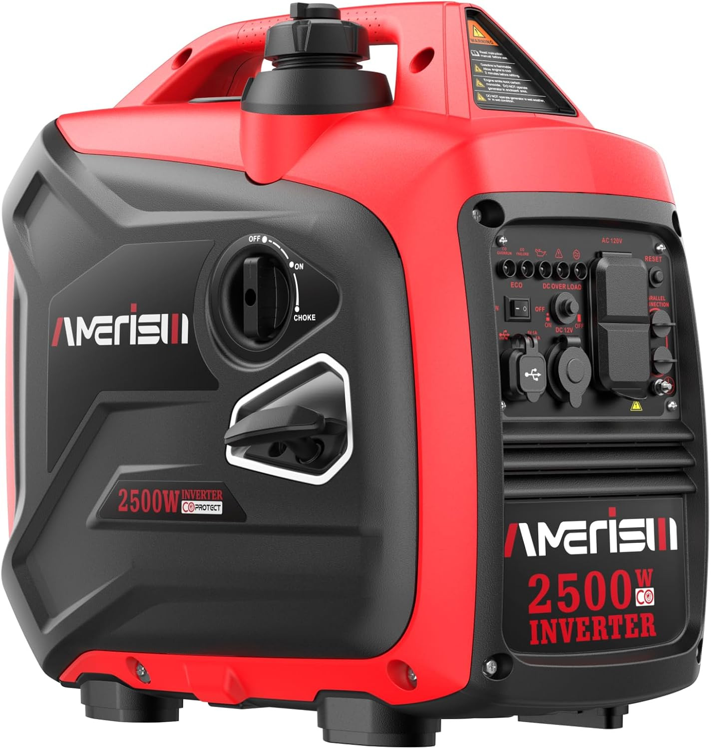 2500W Portable Inverter Generator, Gas Powered Generator with CO Sensor, 11H Run