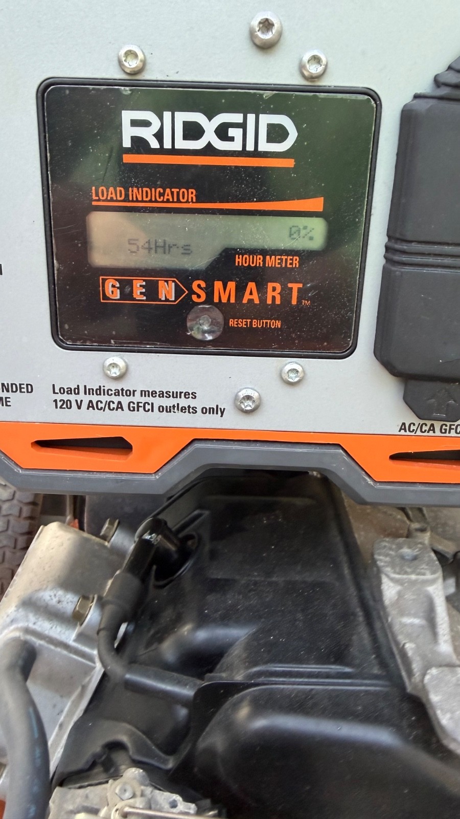 Rigid 6800/8500 Generator with 23 foot extension cable. 52 hours use