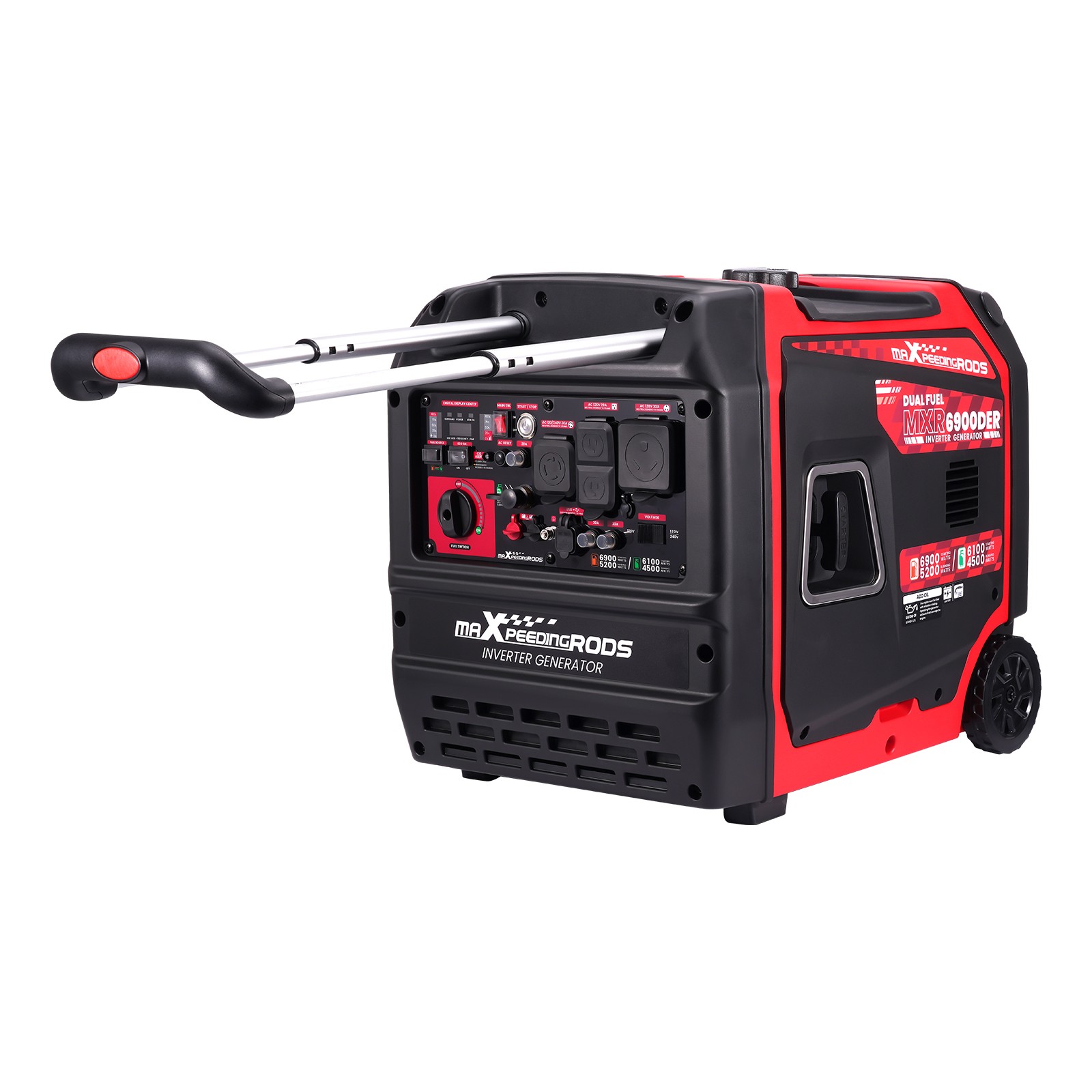 6900W Dual Fuel Quiet Gas/LPG Inverter Generator 120V/240V for Home Backup