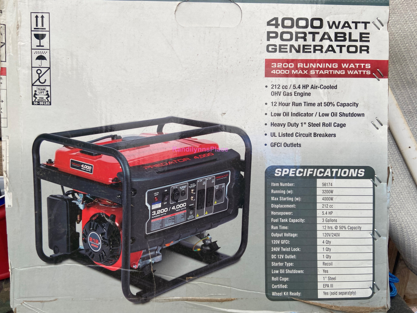 Predator 4000 Watt Gas Powered Generator, EPA📢 FREE LOCAL LAS VEGAS NV PICKUP📢