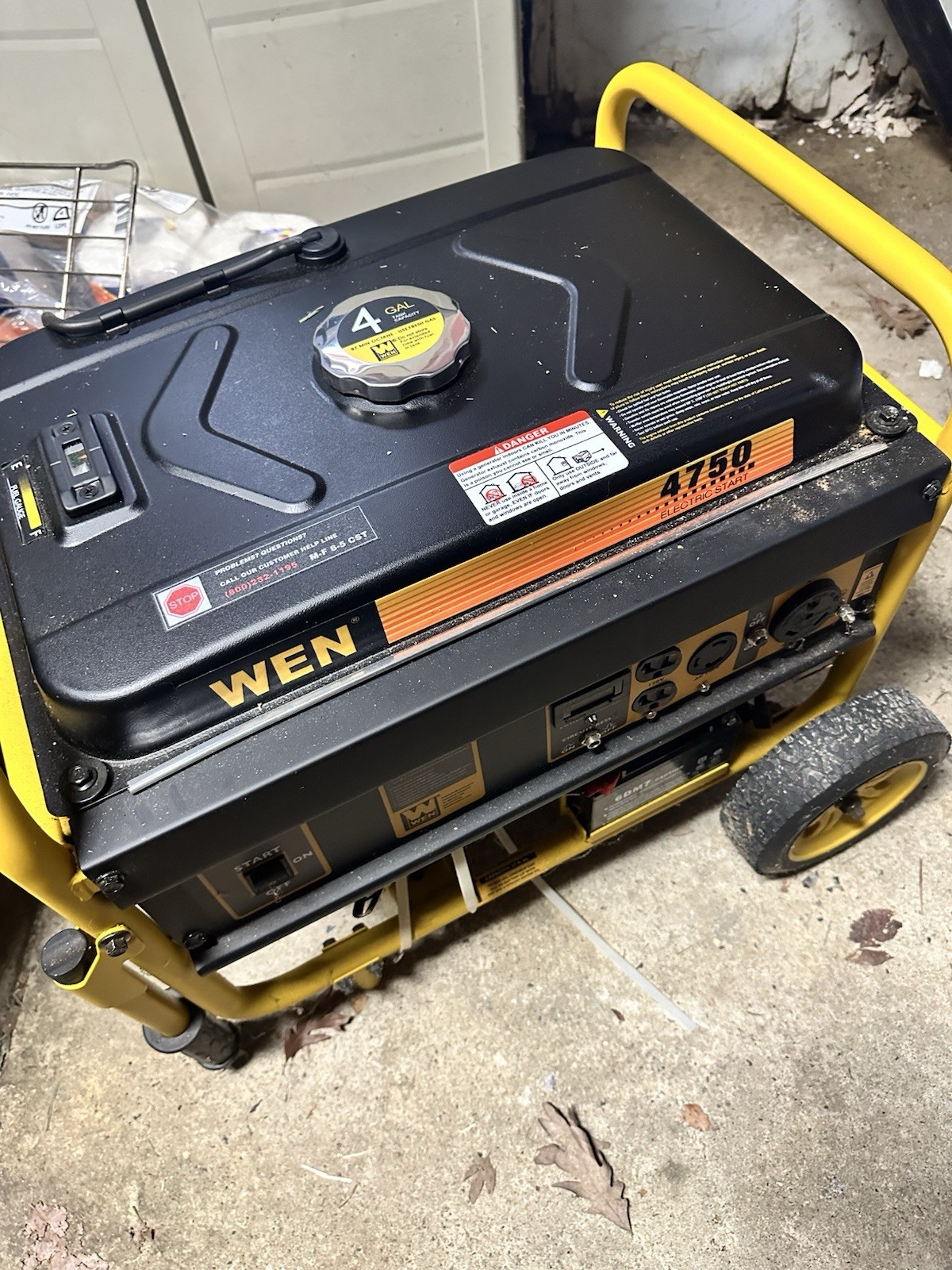 WEN Generator with Electric Start and Wheel Kit, CARB Compliant, 4750W Portable