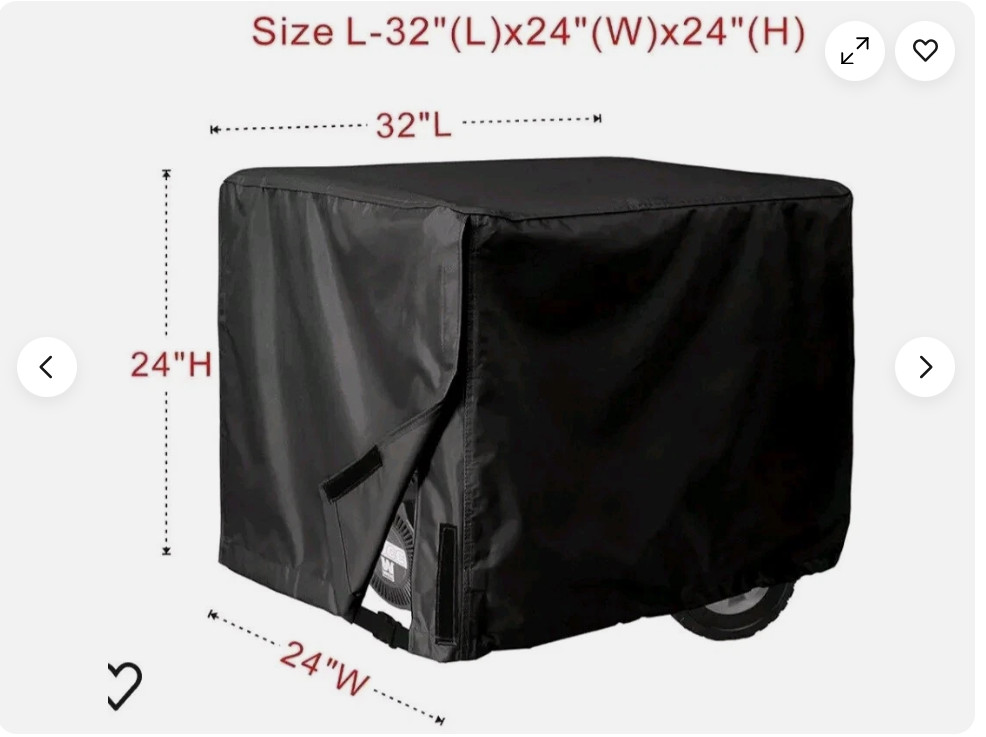 Guyiss Black Waterproof Generator Protective Cover Size 32″L x 24″W x 24″H