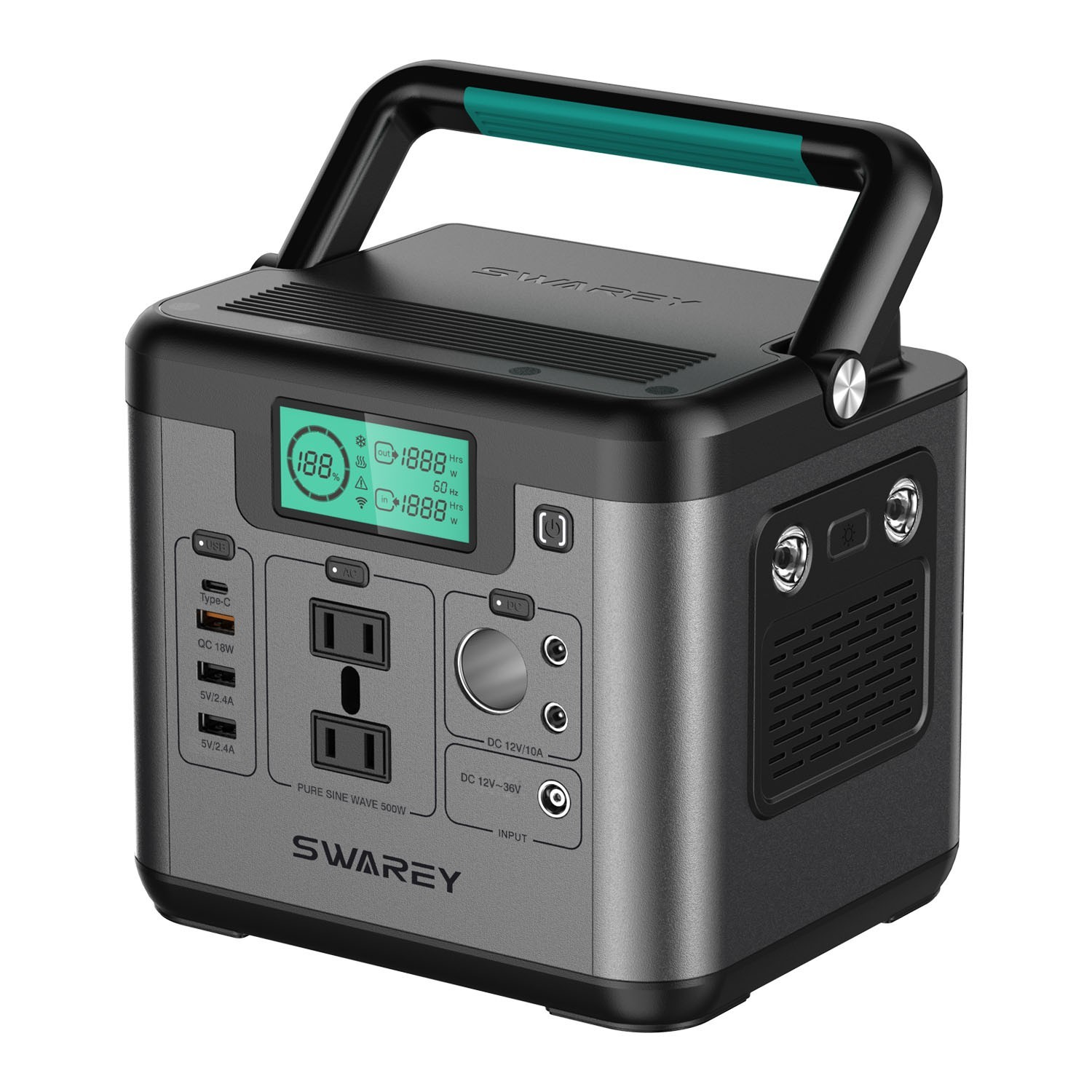 SWAREY Portable Power Station 518Wh Solar Generator 500w Emergency Power Supply