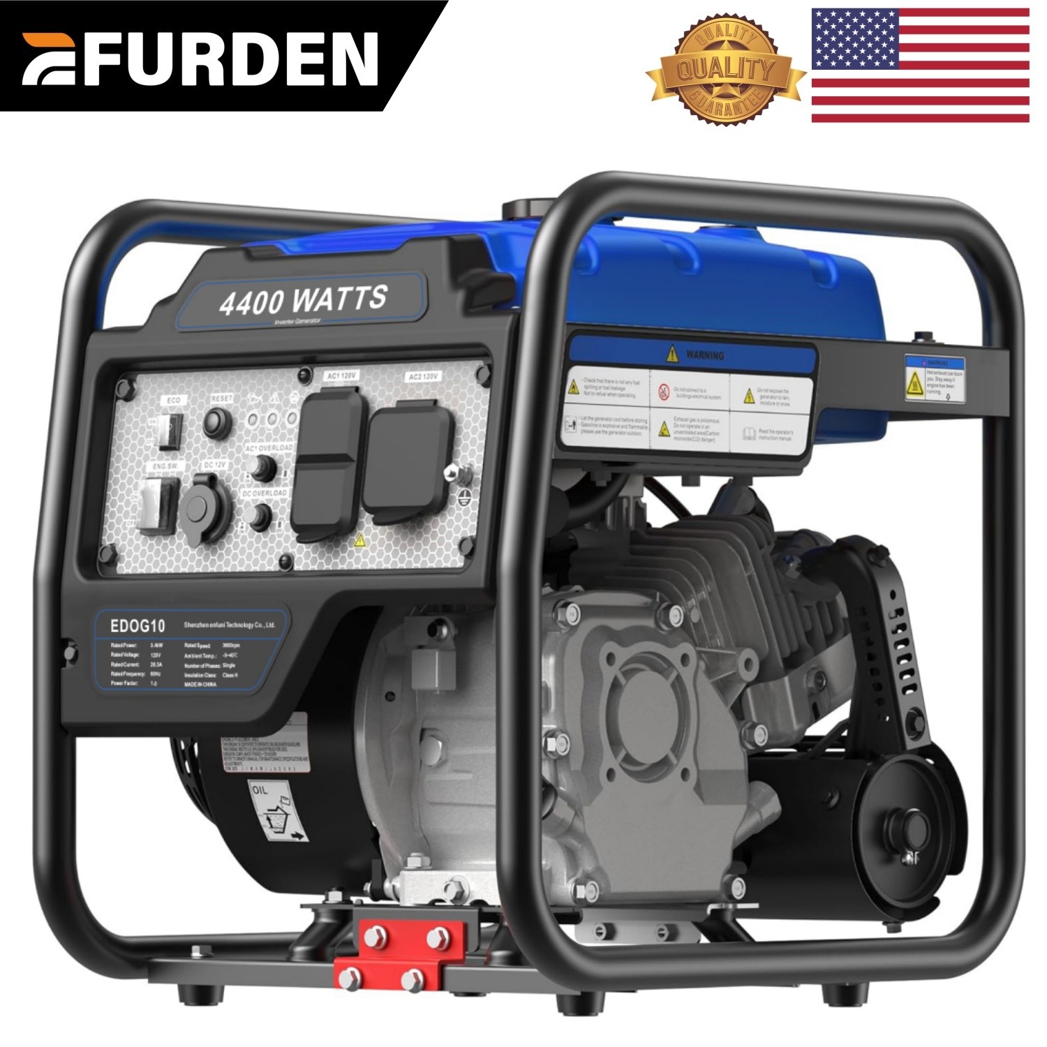Portable 4400-Watt Inverter Generator Gas Powered Generator for Emergency Home