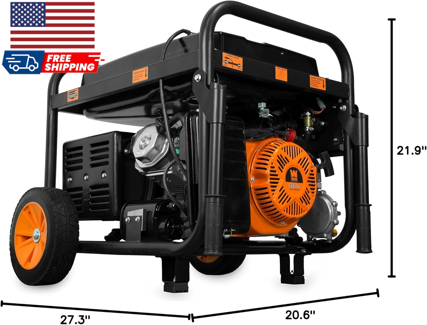 WEN 11,000-Watt 120V/240V Dual Fuel Portable Generator with Wheel Kit and Electr