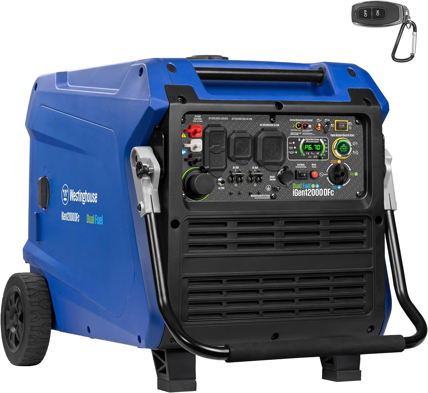 Westinghouse 12000 Peak Watt Dual Fuel Portable Inverter Generator, Remote Elect