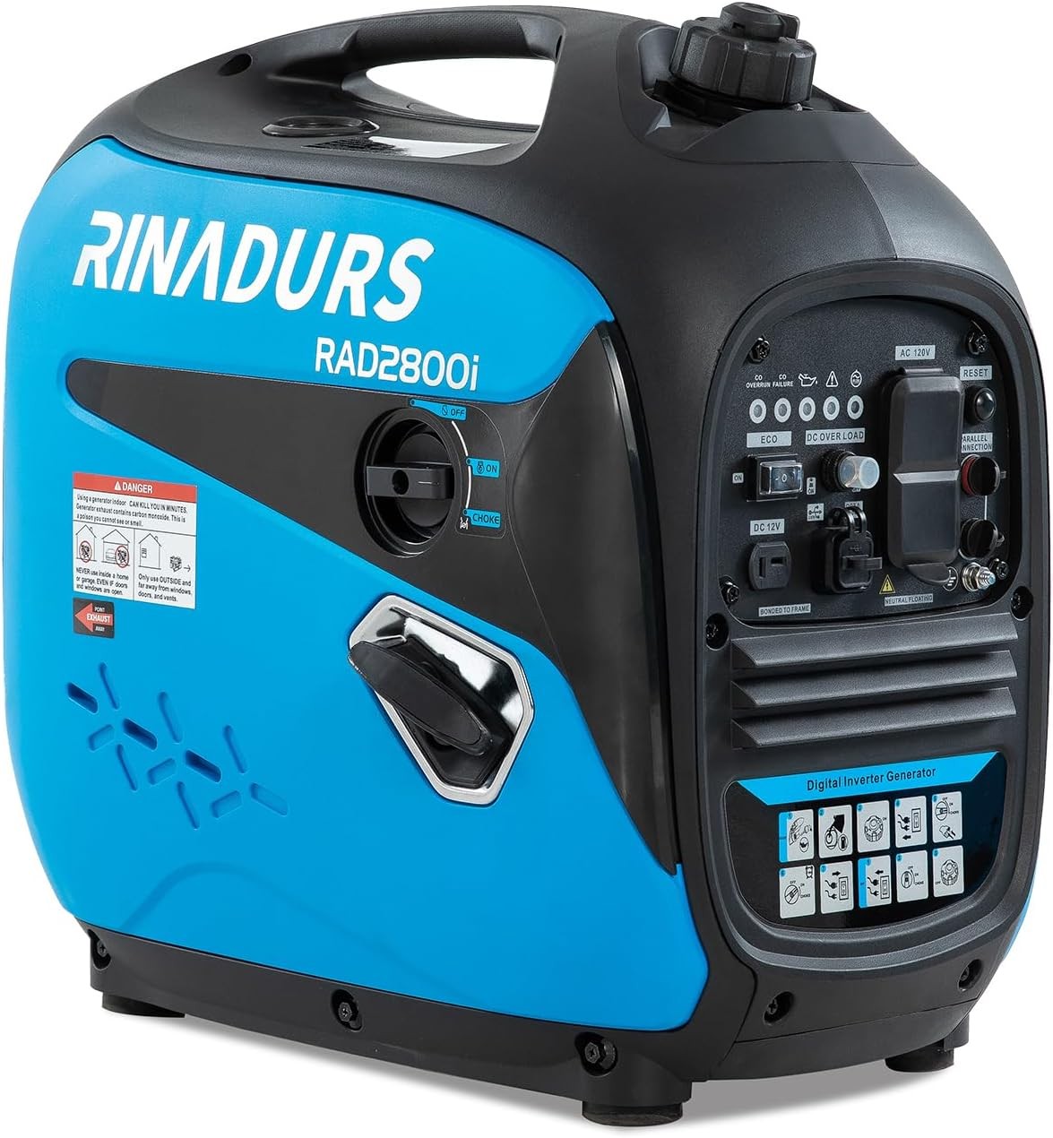 2800 Watt inverter generator, quiet and portable, suitable for home backup power