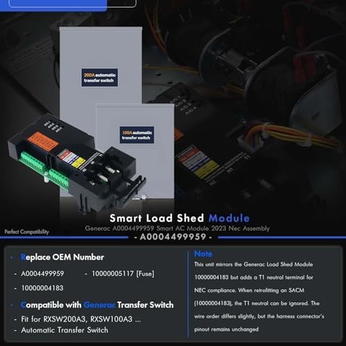 Smart AC Load Shed Module for Generac Generator ATS 100/200 Amp – Fuse Included