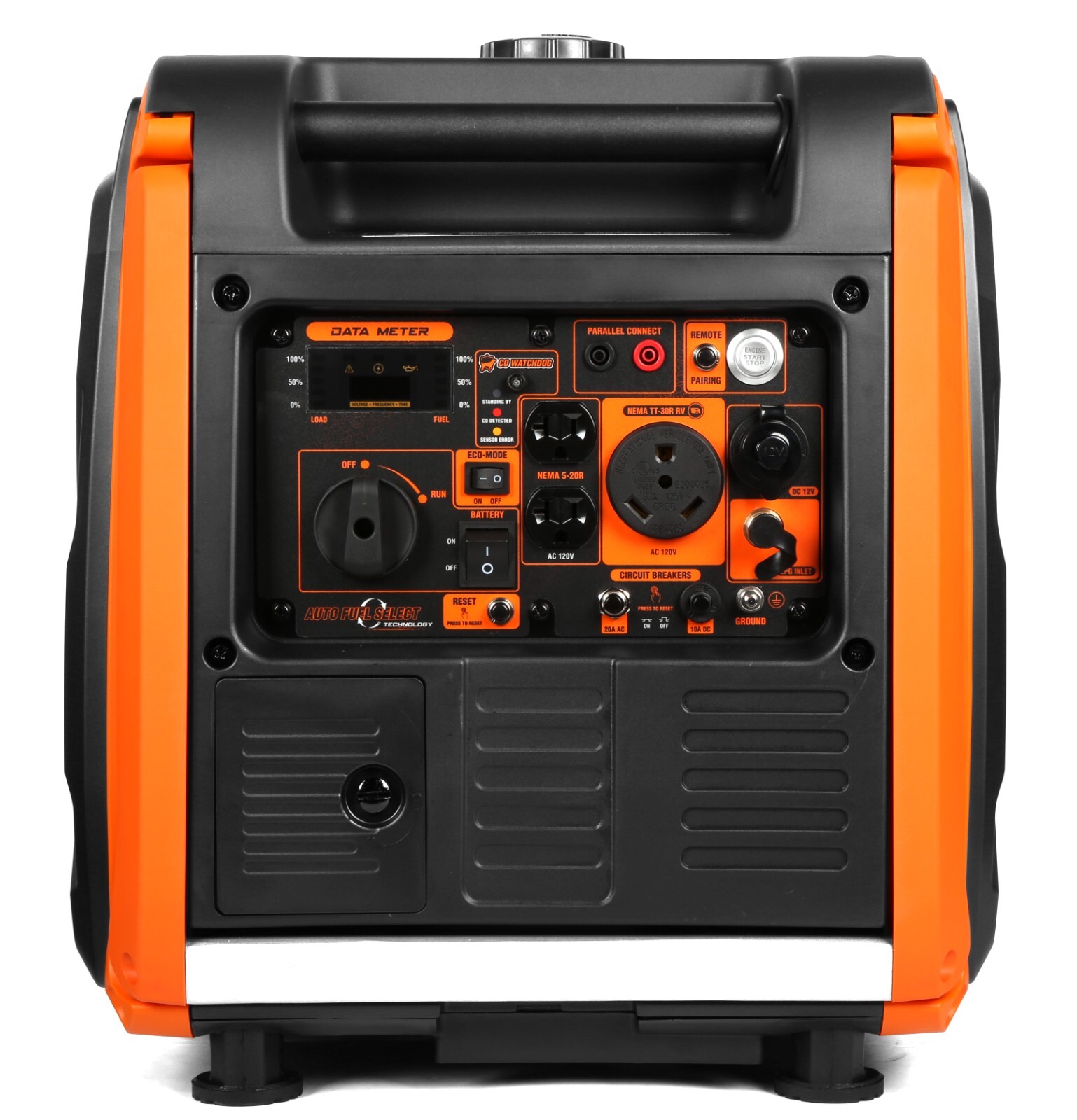 4500W Remote Electric Start Dual Fuel RV-Ready Portable Inverter Generator/CO