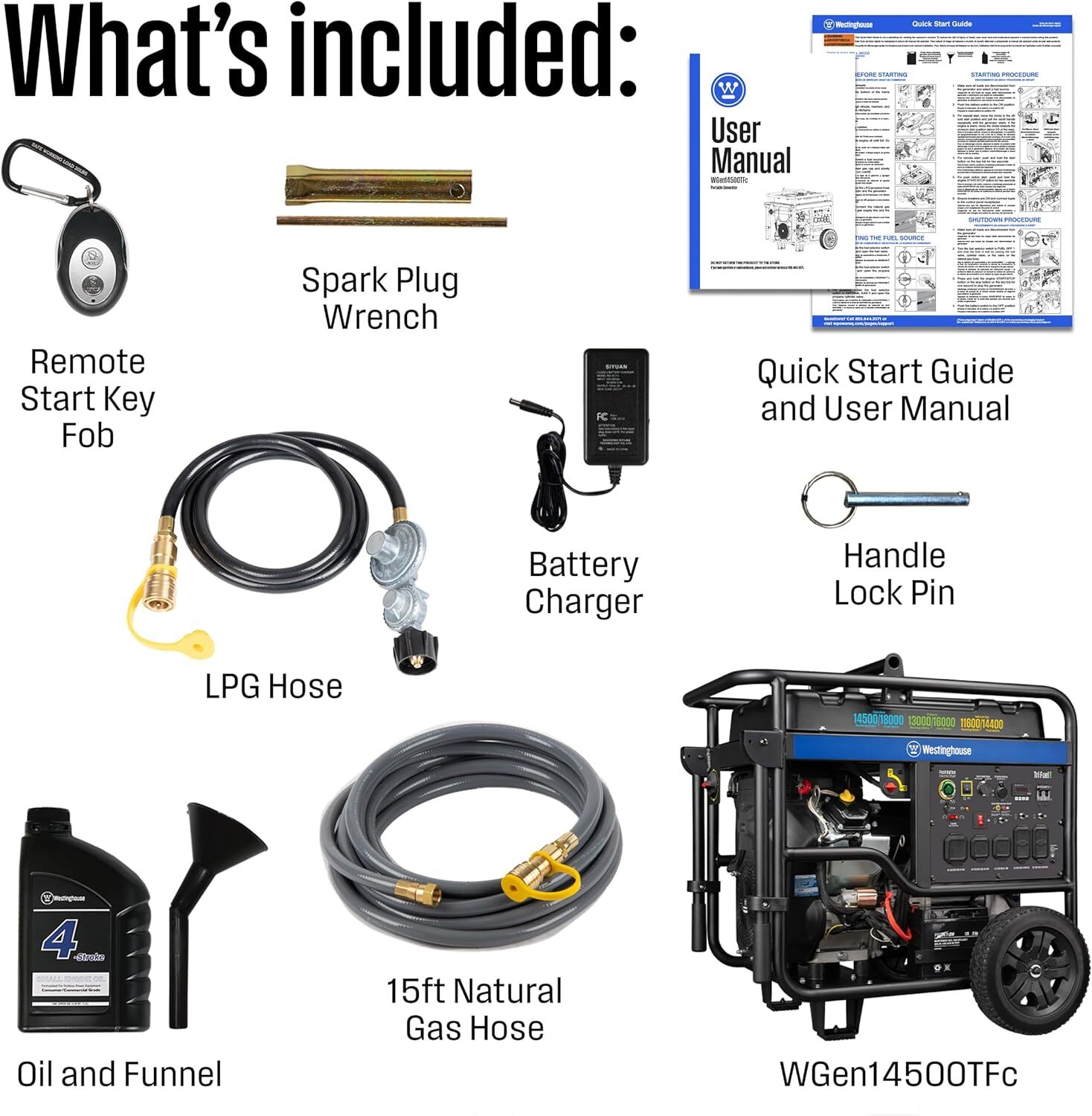 Westinghouse 18,000-W Portable Hybrid Tri-Fuel Gas Generator with Remote Start