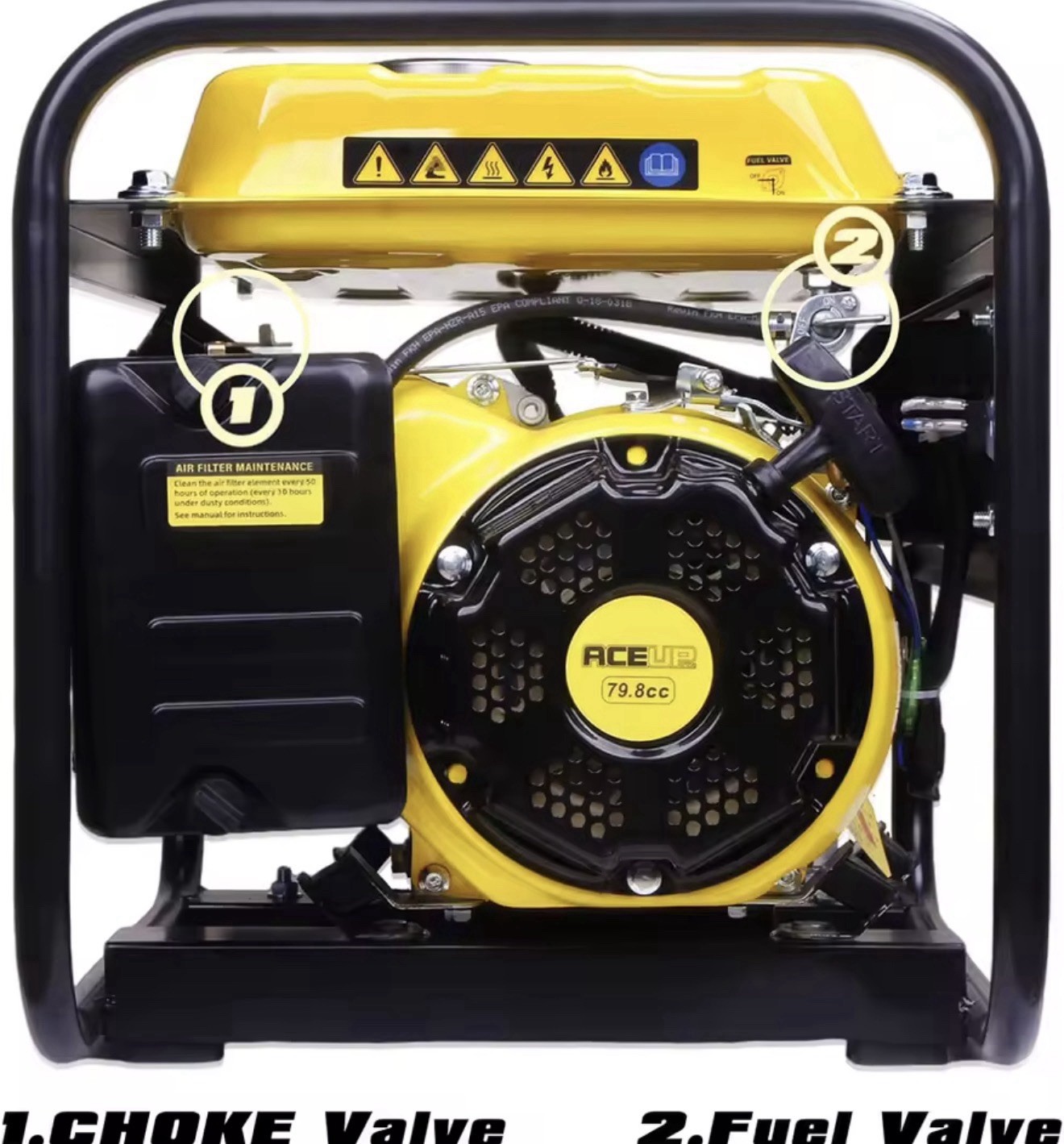 1500W Portable Gas Generator 4-Stroke Engine AC EPA Compliant New Aceup Energy