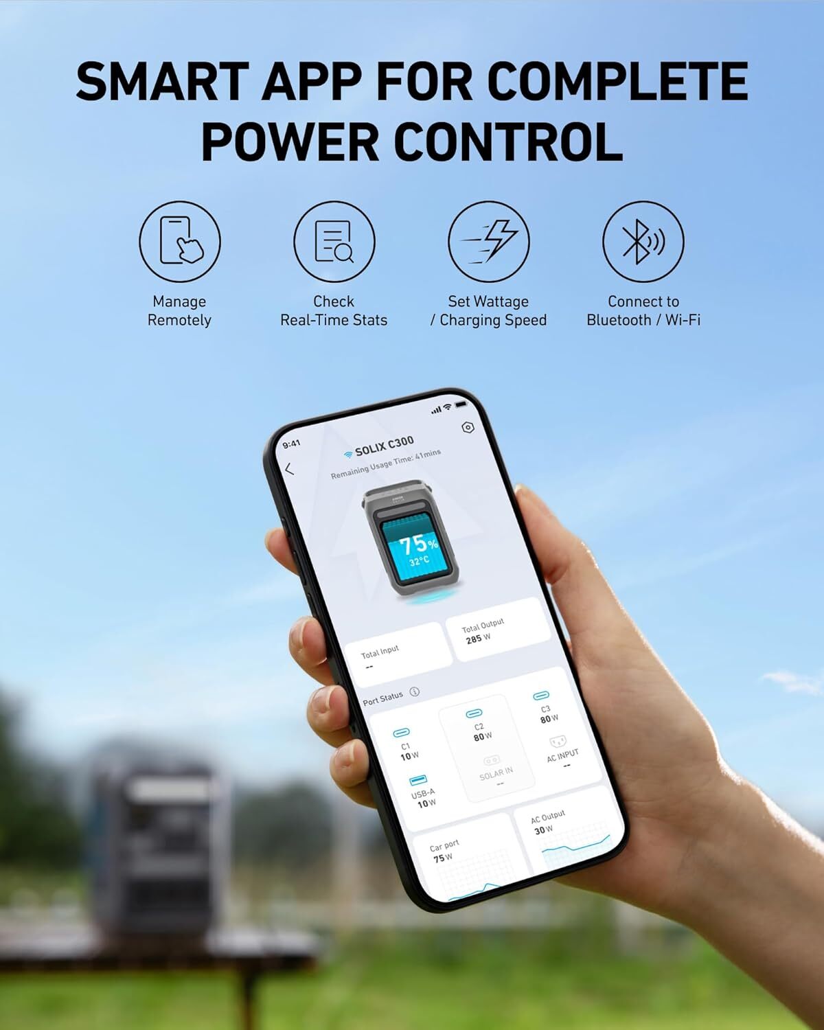 Anker SOLIX C300 Portable Power Station, 288 WHr Lithium Iron Phosphate