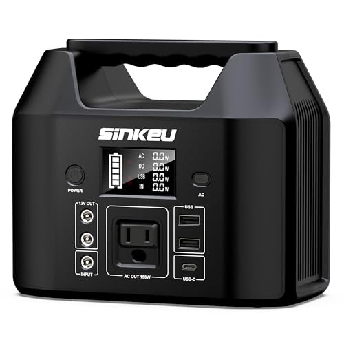 Portable Power Station 122.8Wh, LiFePO4 Battery Solar Generator for 150W Black