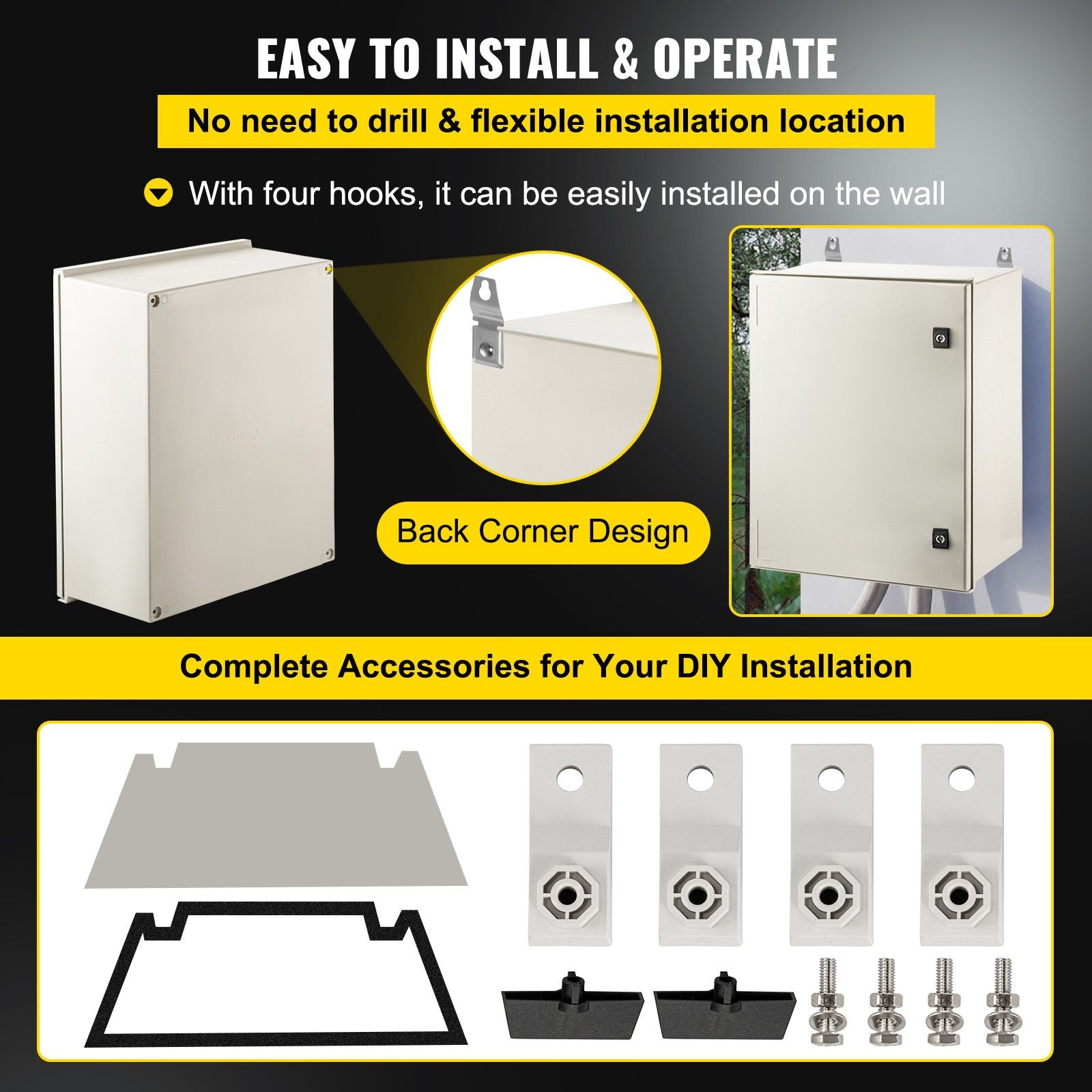 NEMA Steel Case, 24x20x9” NEMA 4X Fiberglass Electric Enclosure, IP66 Water &