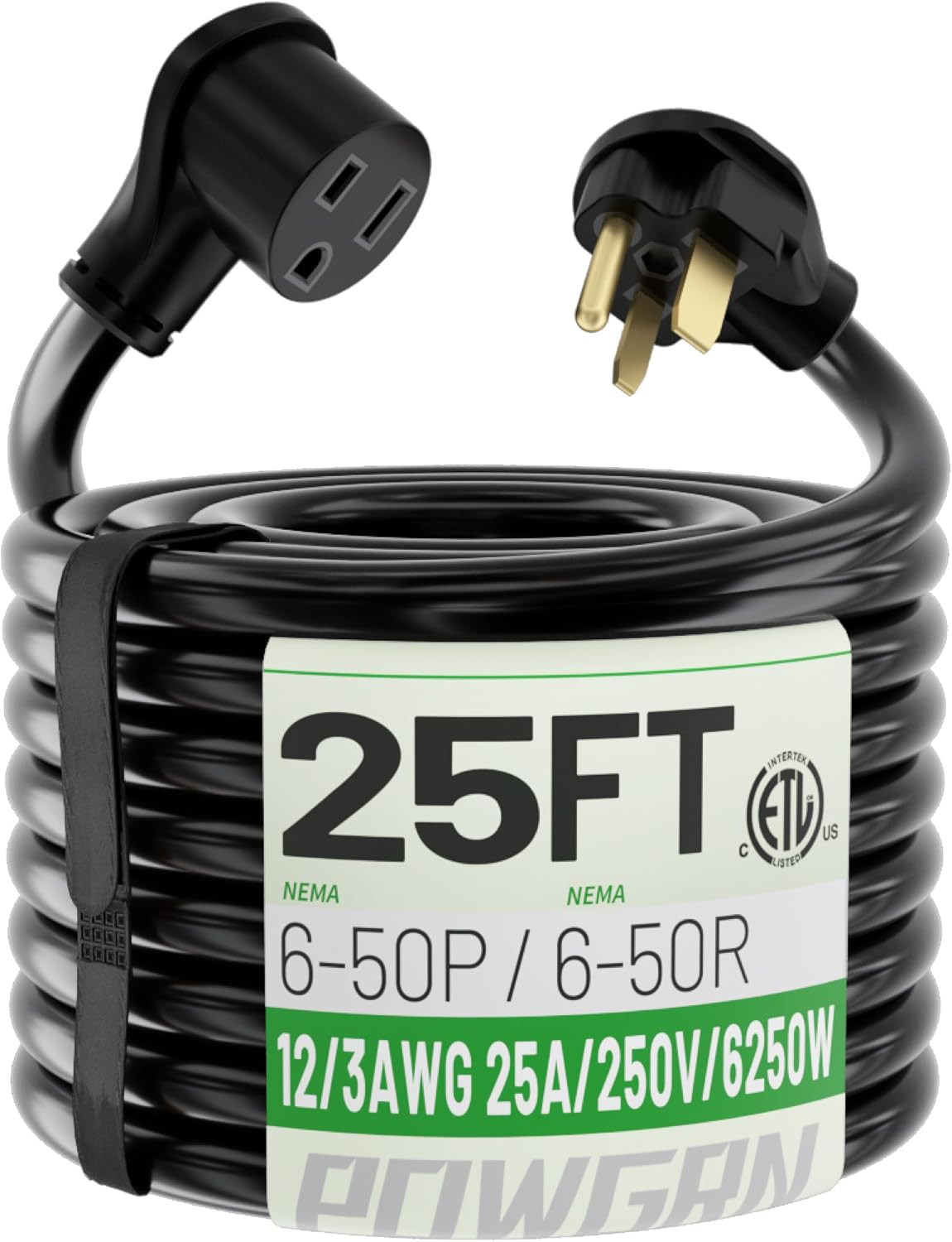 25 AMP 25Ft Welder Extension Cord Outdoor 12 Gauge, 250V NEMA 6-50 Heavy Duty We