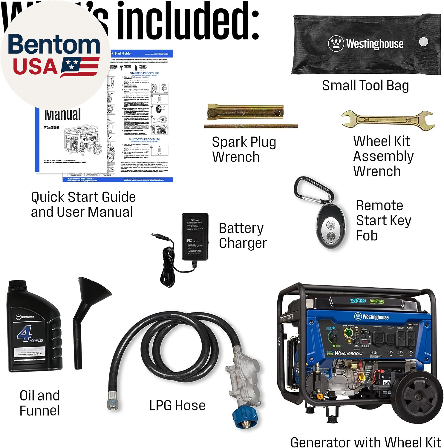 12500 Watt Dual Fuel Home Backup Portable Generator, Remote Electric Start, Tran