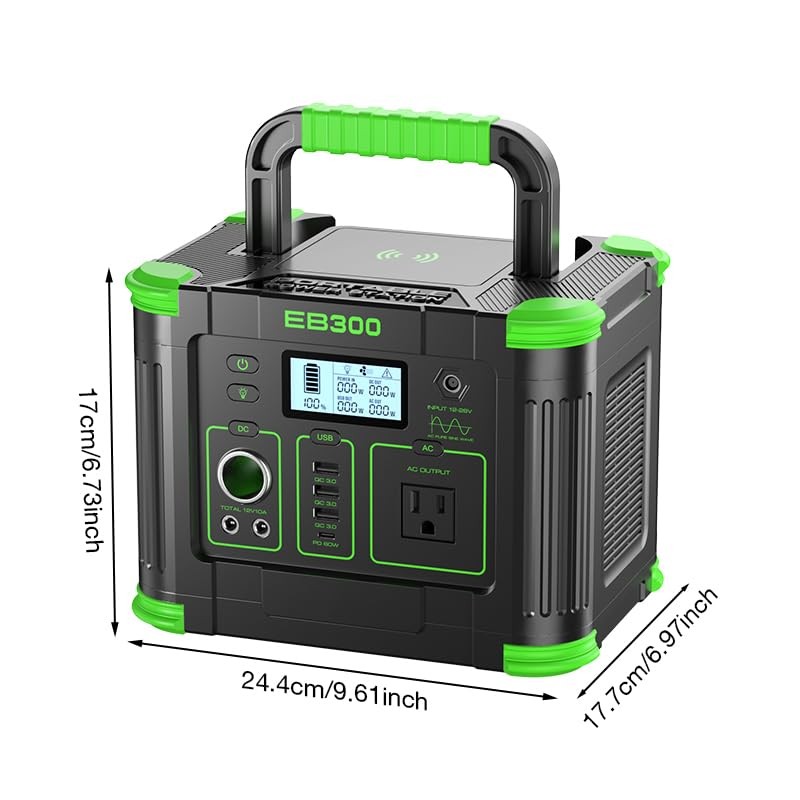 300W Portable Power Station 288Wh Solar Generator with USBC PD 60W, 110V Outlet