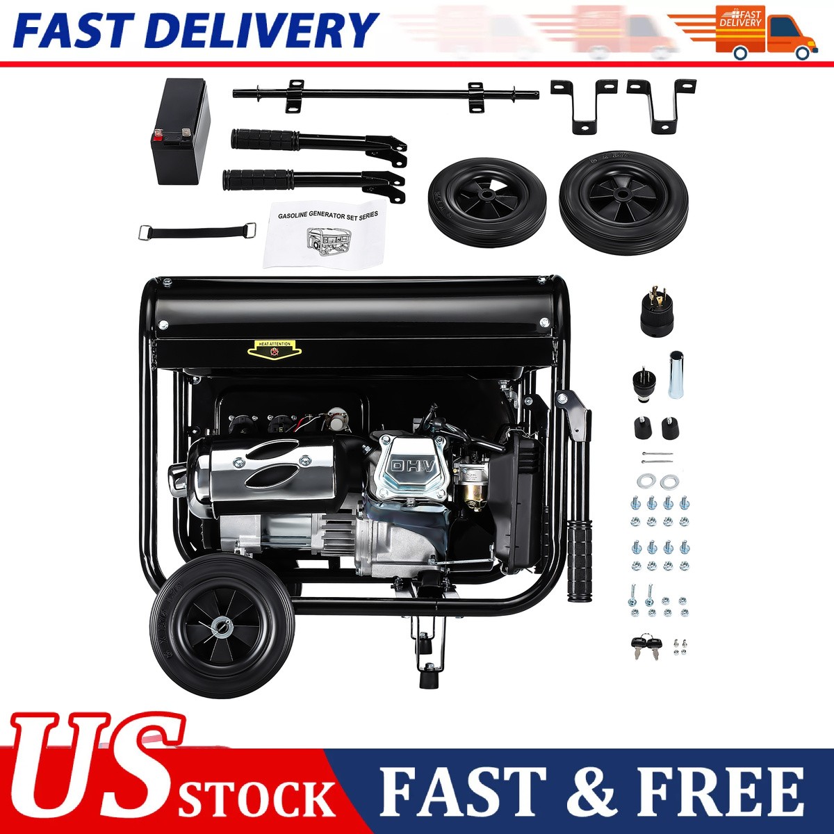 3KW 110V&220V Portable IGas Inverter Generator Manual Start Camping RV Travel