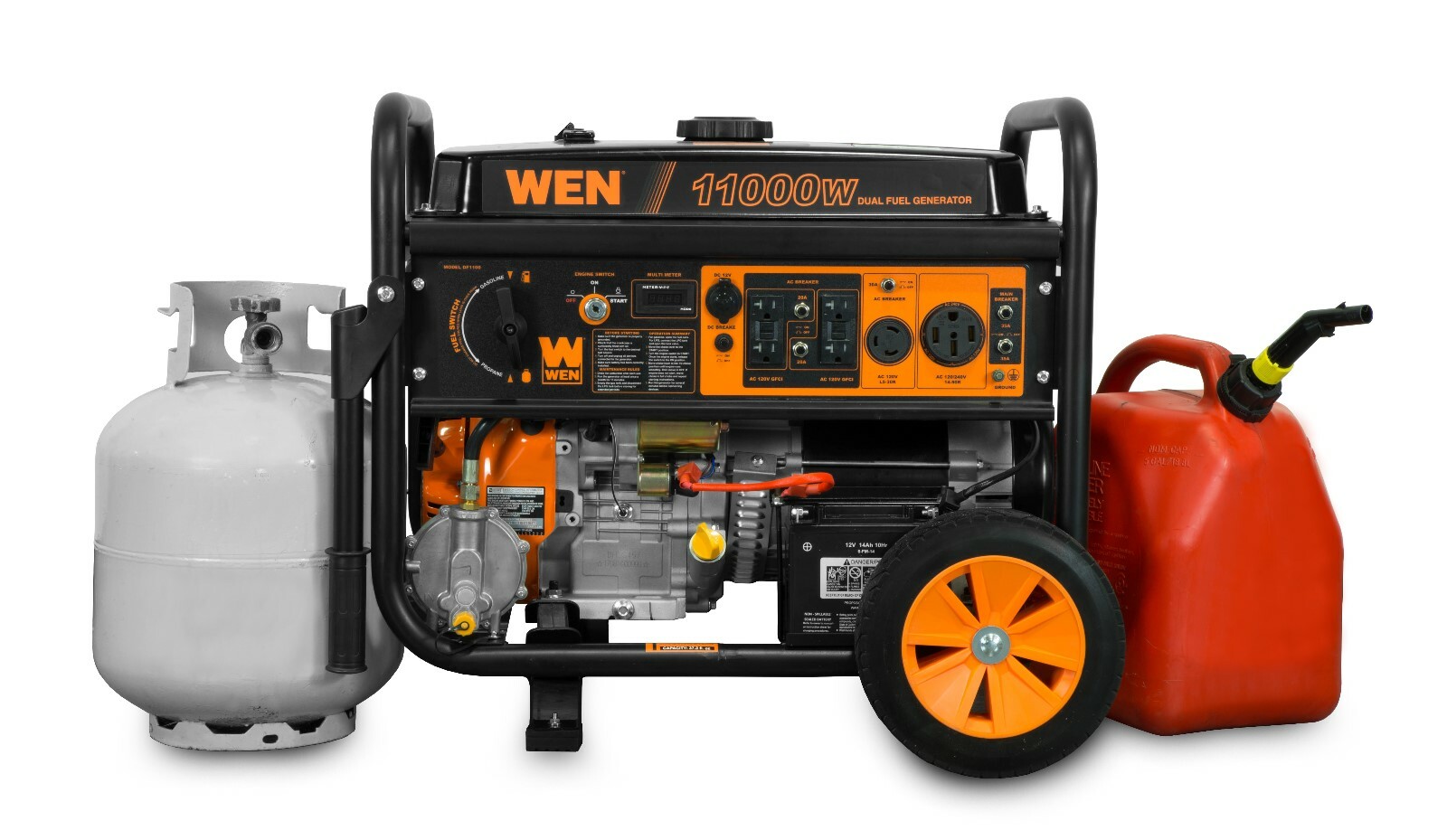 WEN 11,000-W Portable Hybrid Dual Fuel Gas Generator with Electric Start Home RV