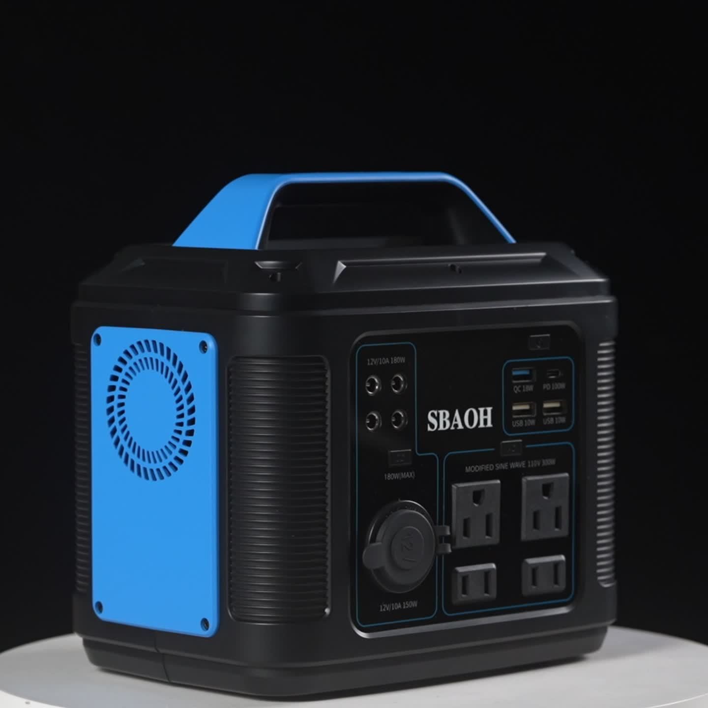 SBAOH 300W Portable Power Station 296 Wh Solar Generator with LED Lights