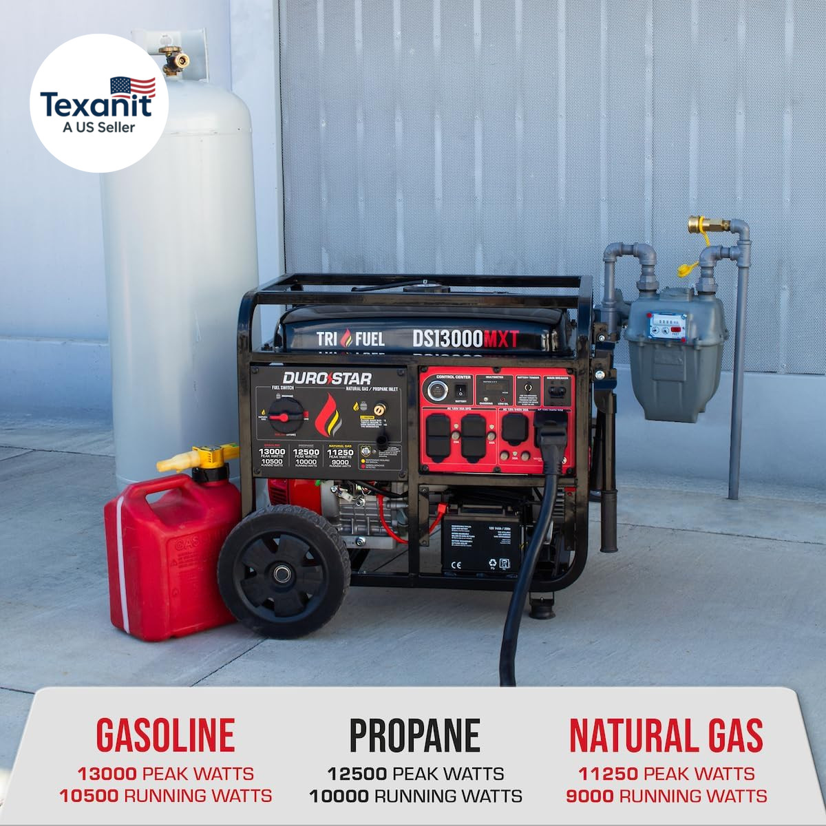 DS13000MXT 13,000-Watt 500Cc Tri Fuel Portable Generator – Gas, Propane & Natura