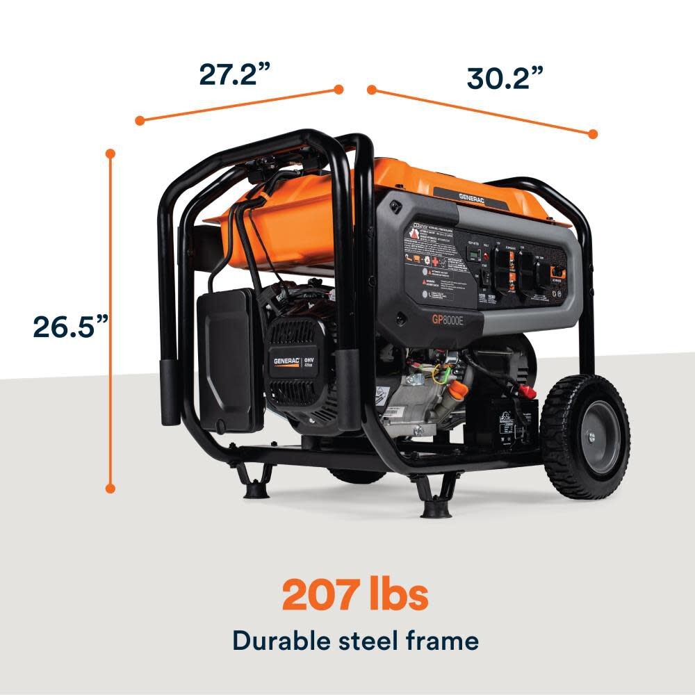 Generac Gp Series 10,000 Watt Gas Powered 50-State Portable Generator With