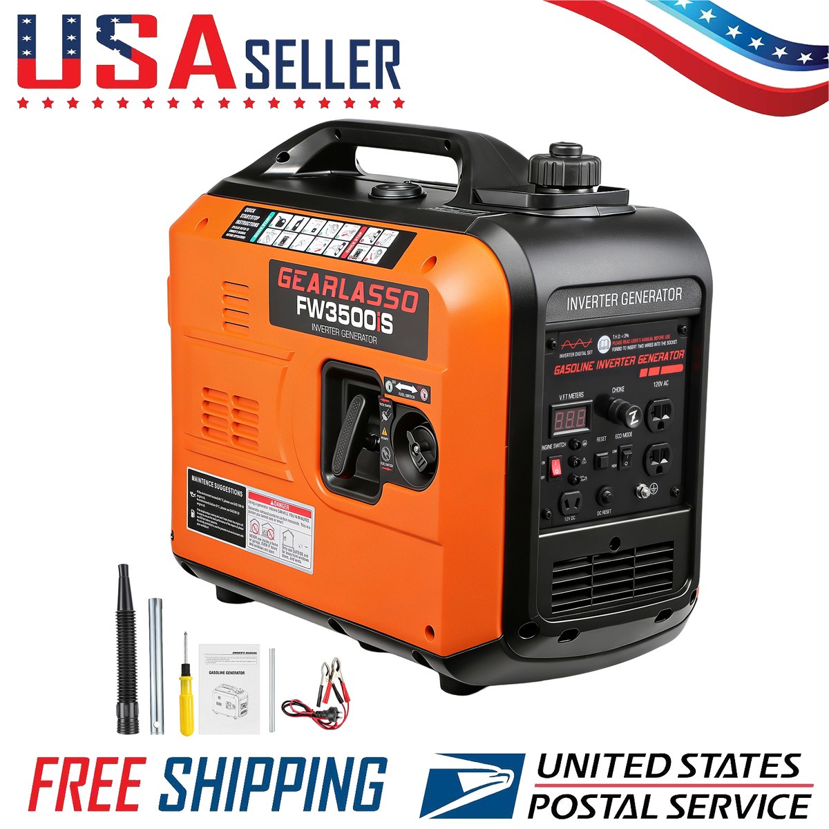 5000W Portable Inverter Generator Gas Powered Quiet for Home Backup Lightweight