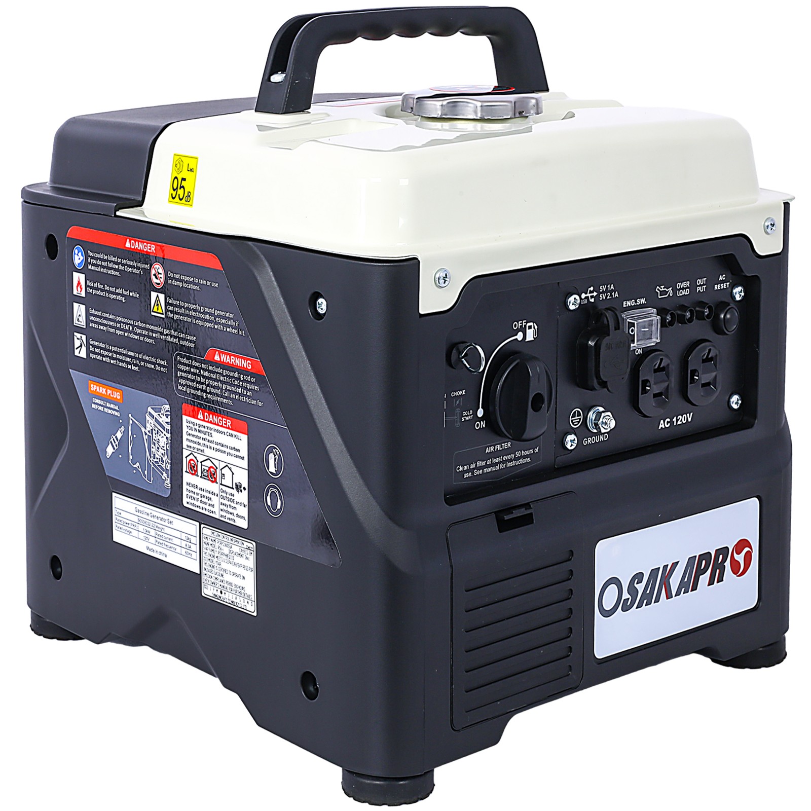 1200W Ultra-Quiet Portable Inverter Generator with Eco Mode for Home & Camping