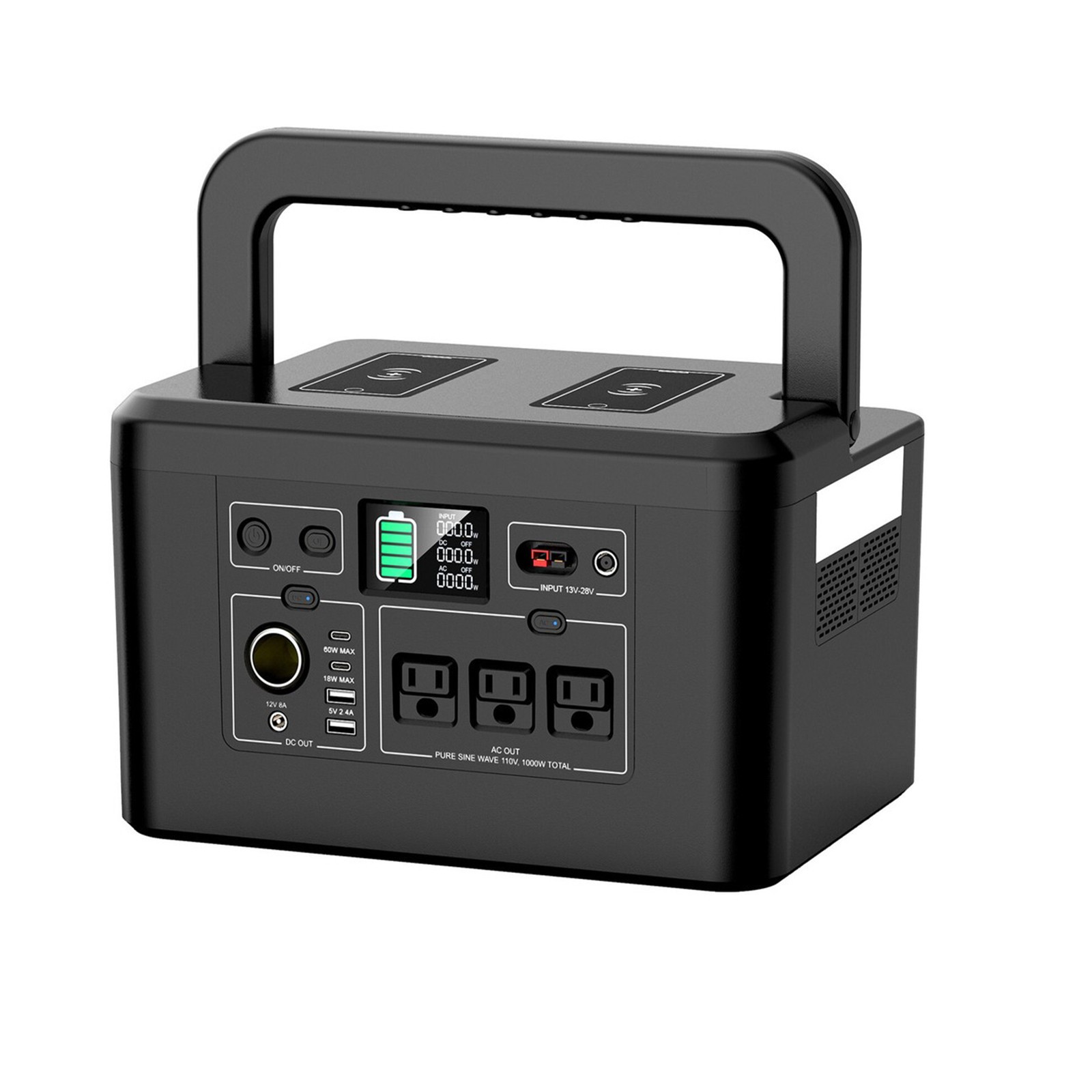 Powkey Portable Power Station 740Wh/800W Outdoor Camping RV Solar Generator