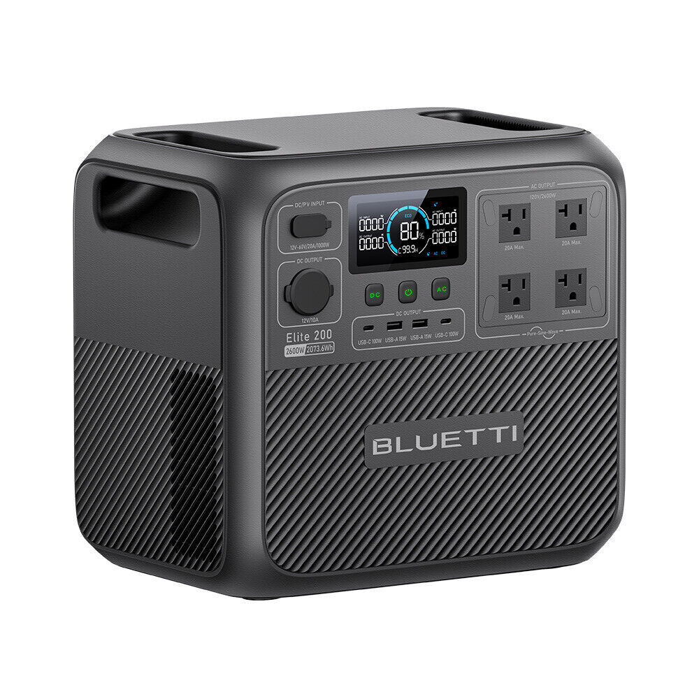 BLUETTI Elite 200 V2 2073.6Wh 2600W Power Station+2*200W Solar Panel for Camping