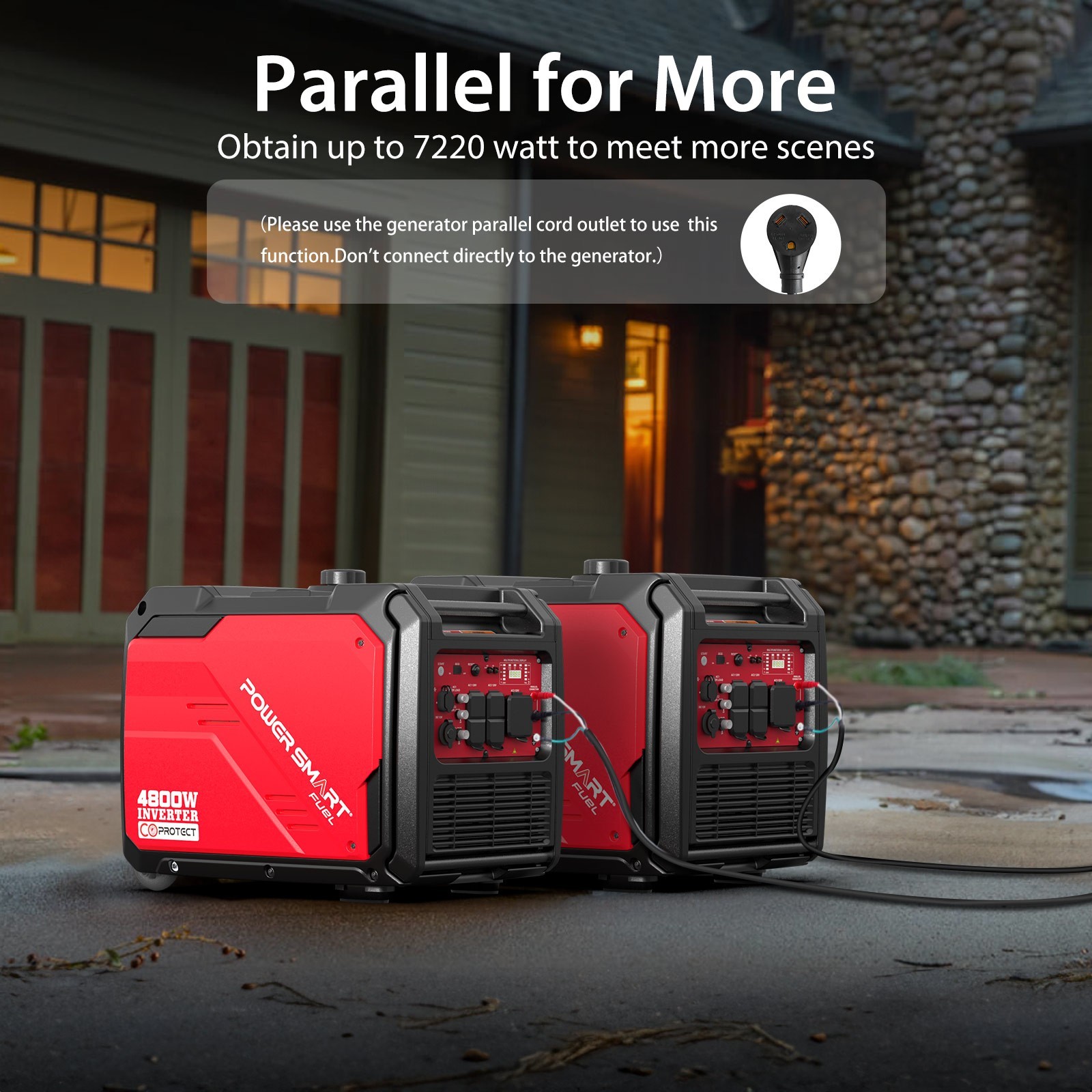 PowerSmart 4800W Gas Inverter Generator, Electric Start, 10H Run, 120V, CO Alarm