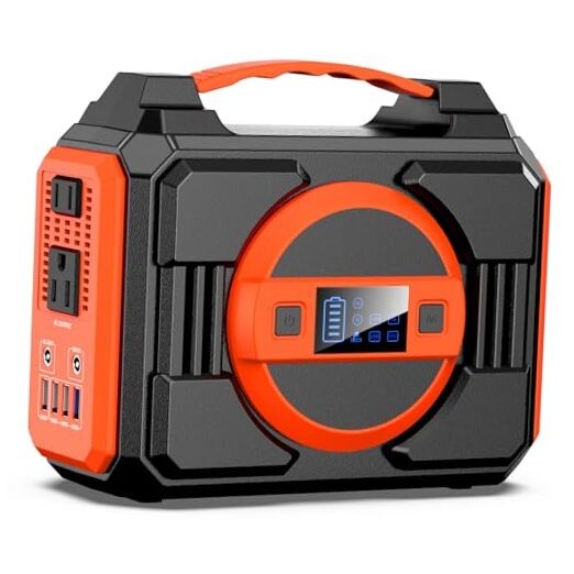 Portable Power Station 300W, Outdoor Solar Generator Backup Battery Pack Black