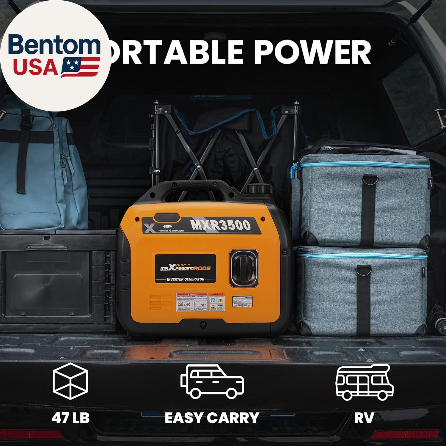 3400 Watt Portable Inverter Generator Gas Powerd, Compact and Lightweight RV Rea