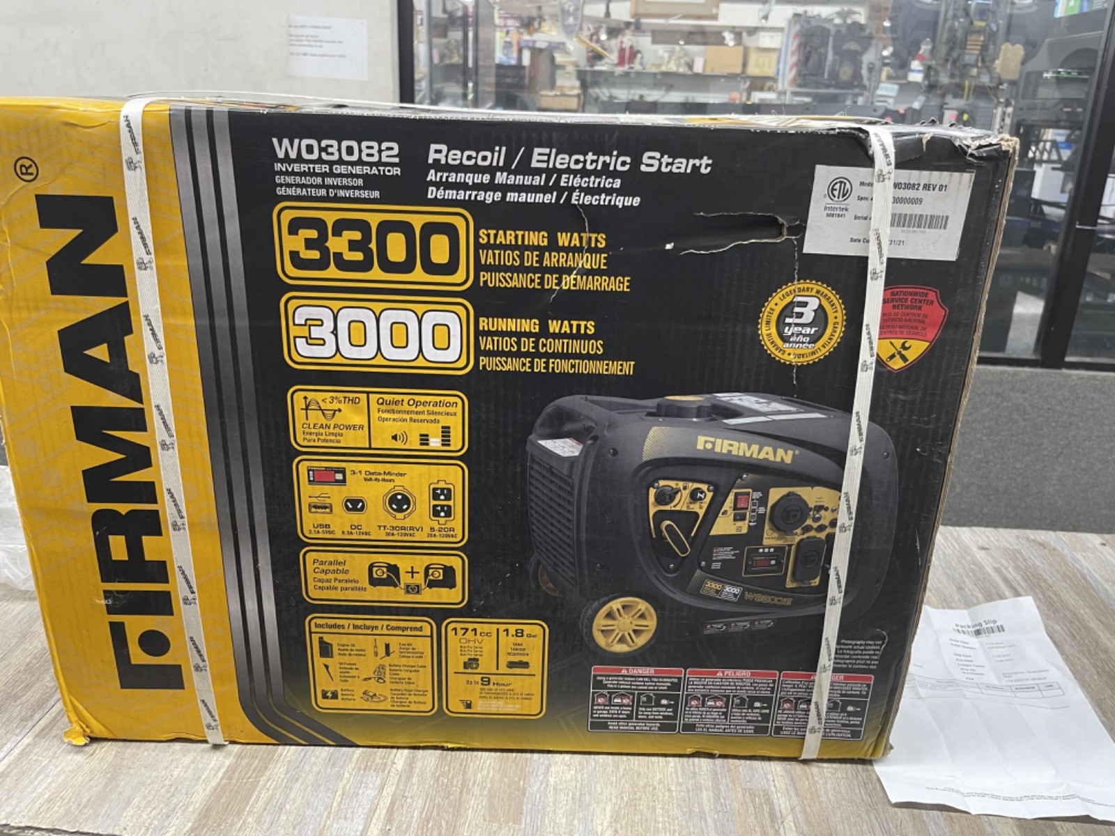 FIRMAN W03082 3300W GASOLINE ELECTRIC START 120V SEALED NEW SEALED