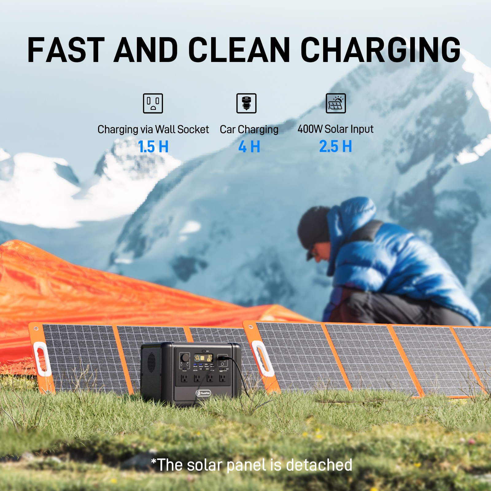 Flashfish T1200S Portable Power Station 768Wh Generator for Outdoor, RV, LiFePO4