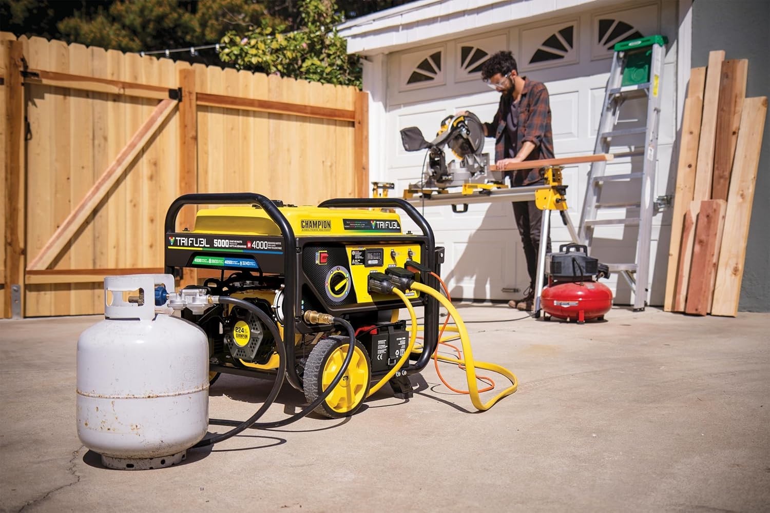 Champion 5,000-W Tri Fuel Gas Portable Generator with CO Sensor, Electric Start