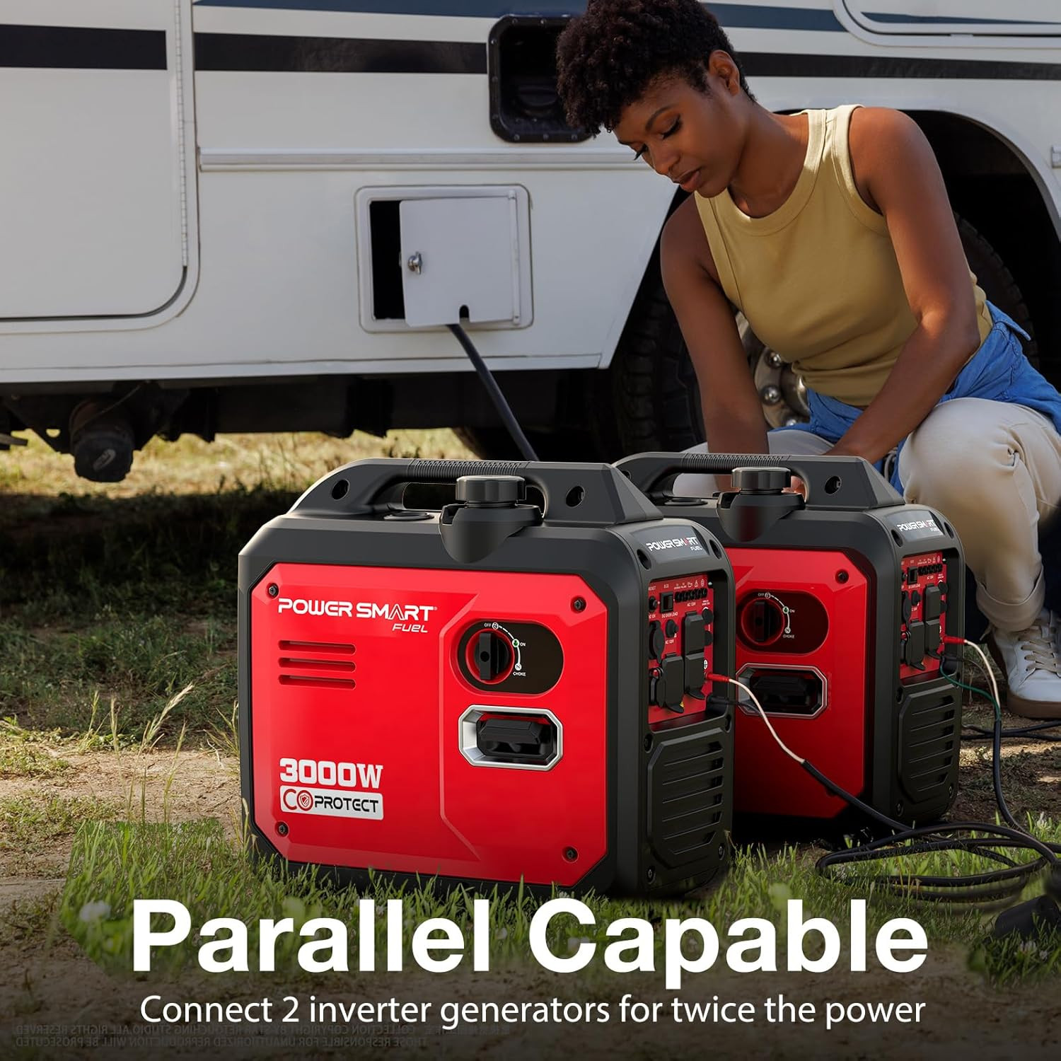 3000-Watt Portable Inverter Generator Gas Powered, Quiet for Camping