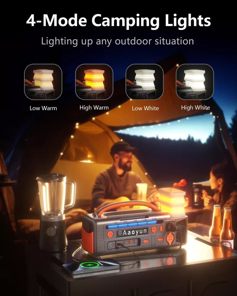 Aaoyun Portable Power Station 300W, 296Wh Battery Back-Up for Outdoor Indoor Use