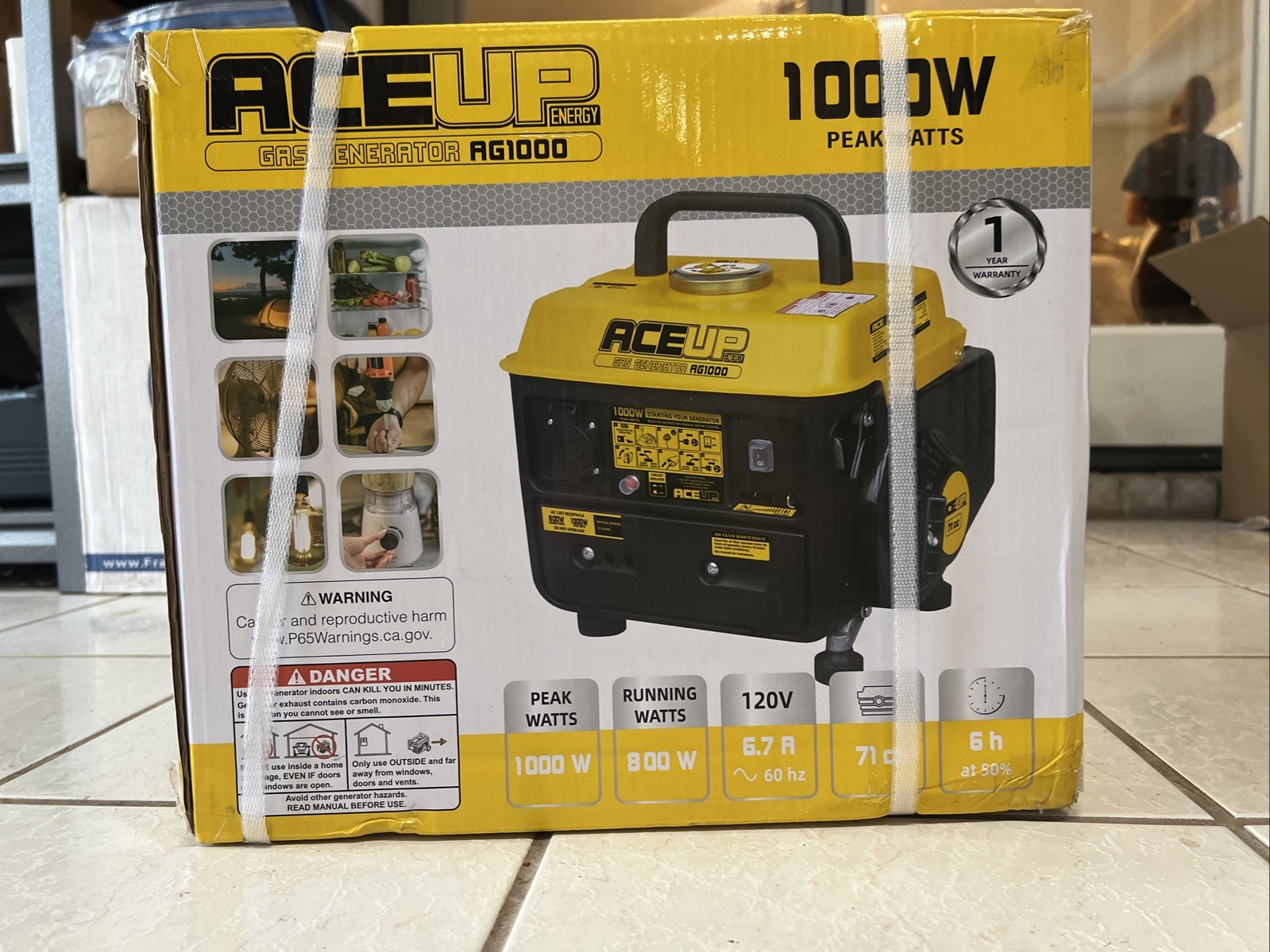 Aceup Energy AG1000 Ultralight Portable Gas Generator EPA & CARB Compliant 1kW