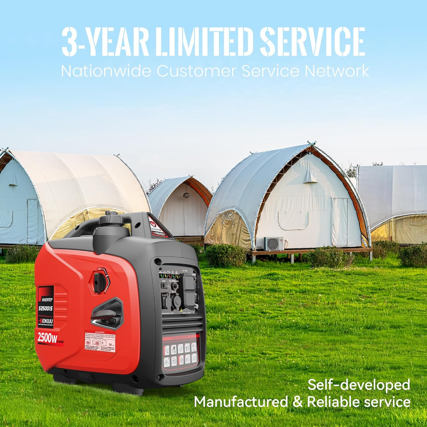 2500W Portable Inverter Generator Super Quiet Ultra Lightweight Home Backup 80CC
