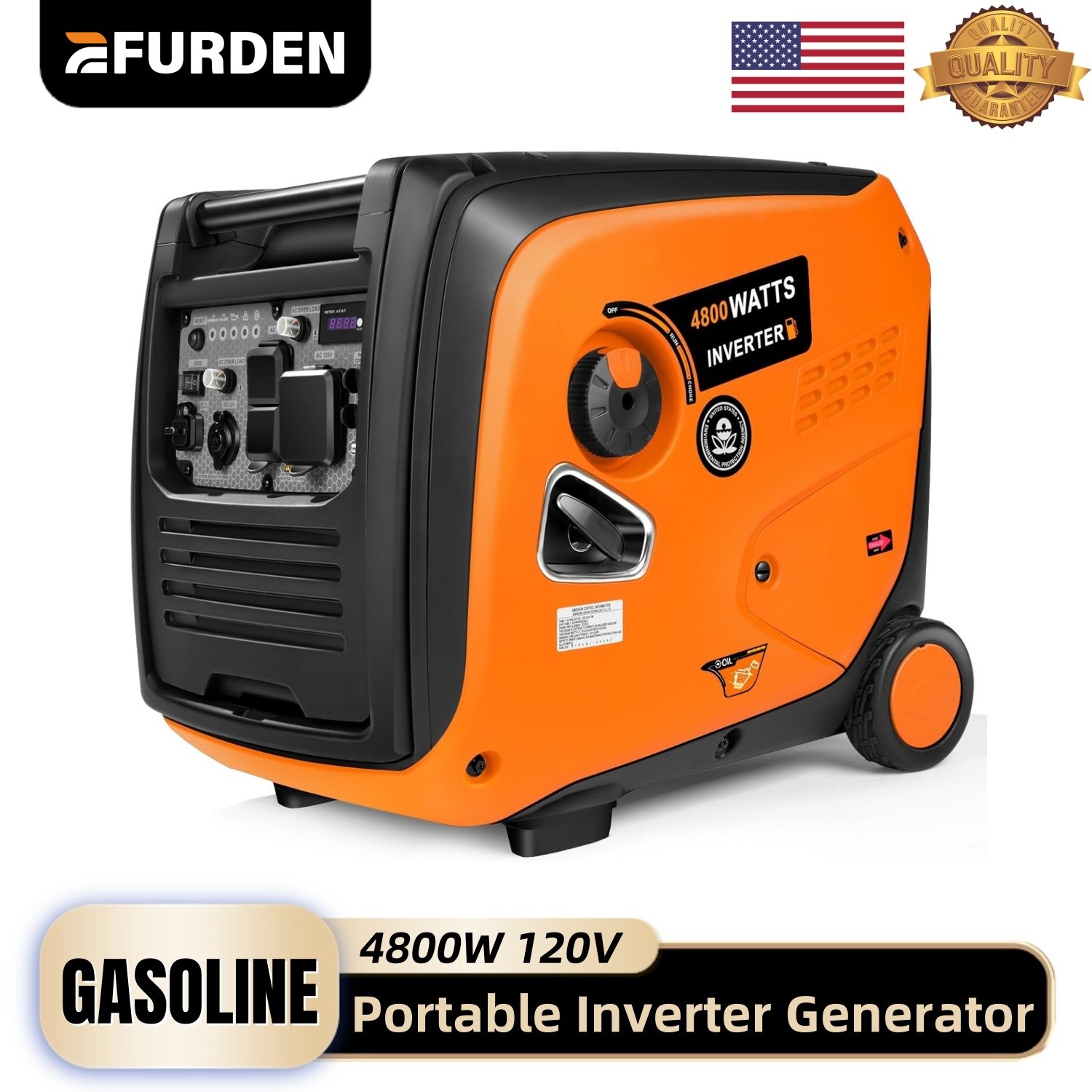 Efurden Inverter Gas Generator 4800W Quiet Generators Outdoor Parallel Capable