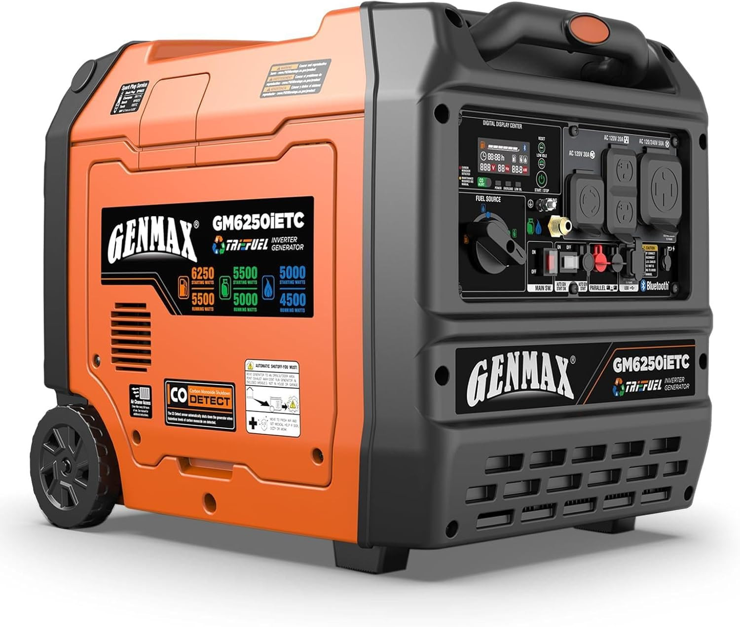 Tri Fuel Silent Inverter Generator Auto Start Remote Control Digital Display 50A