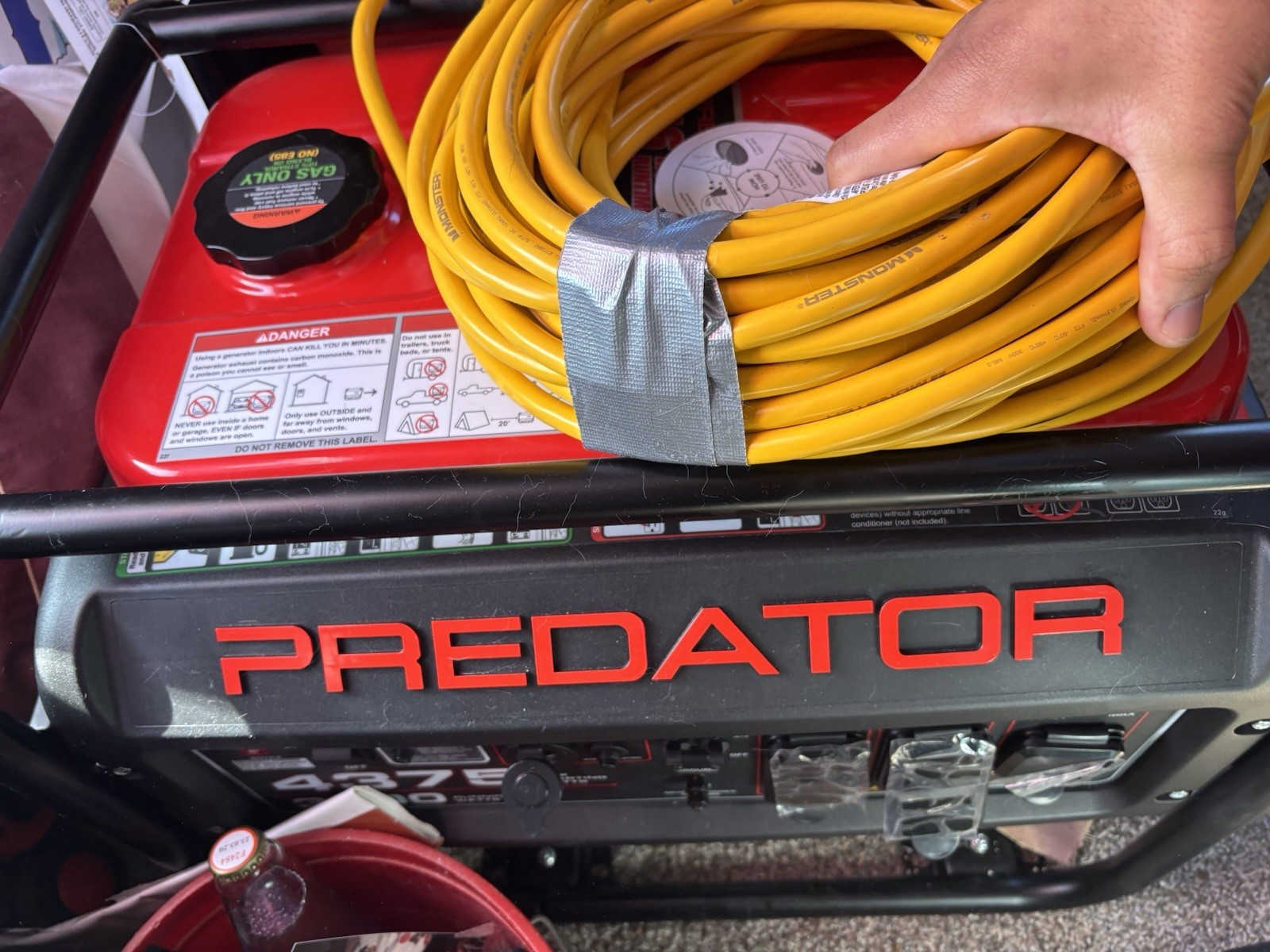 Predator 4375/3500W Power Generator Low Oil Alert CO Shutdown + Extension Cord