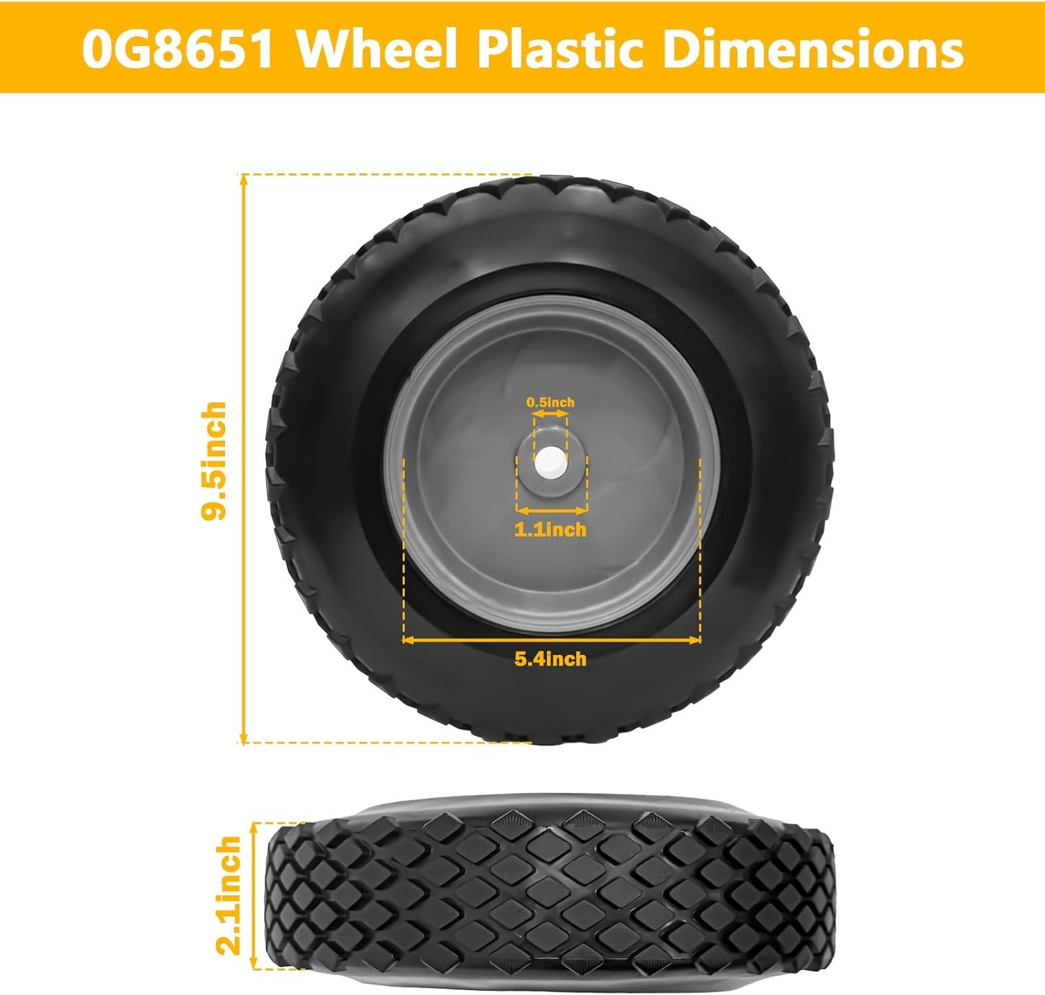0G8651 Wheel Plastic 9.5″ Diameter Compatible With Generac Portable Generators