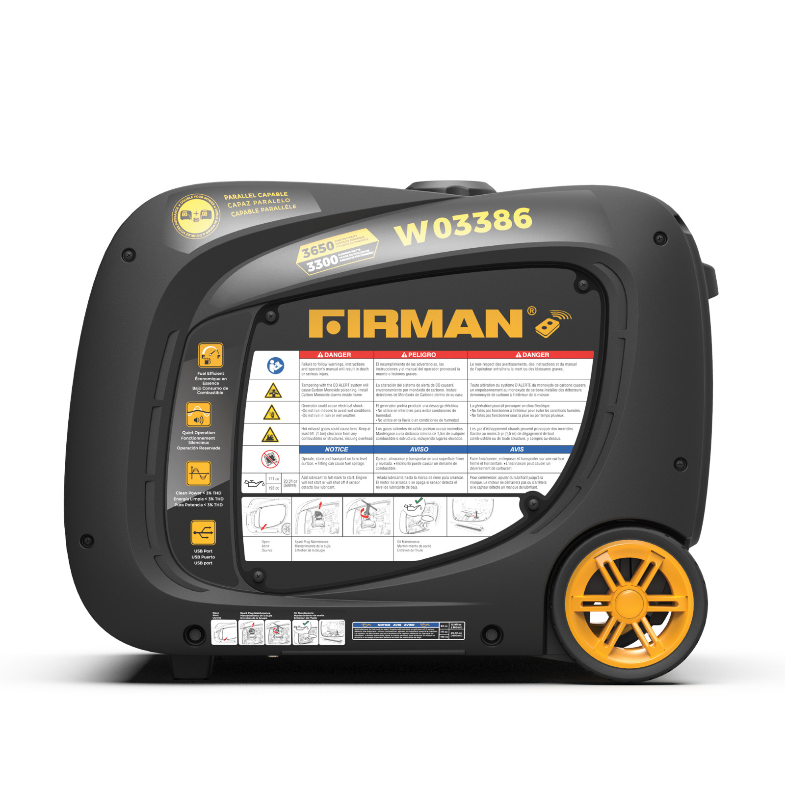 FIRMAN W03386F 3650W Remote Start Inverter Generator – Refurbished