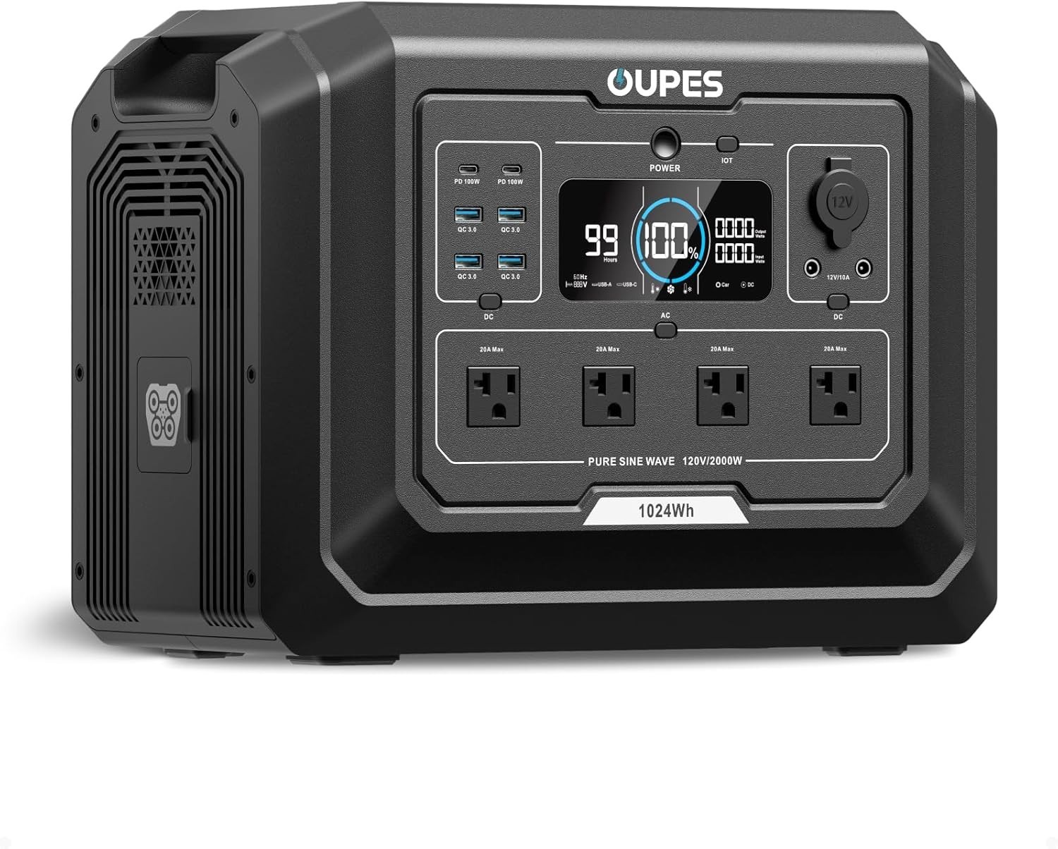 OUPES Mega 1 Portable Power Station, 1024Wh Lifepo4 Battery 2000W AC Outlets