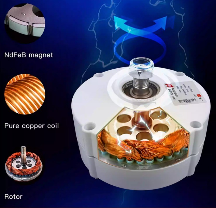 100W, 200W, 12V, 24V Permanent Magnet Three-Phase Brushless AC Generator