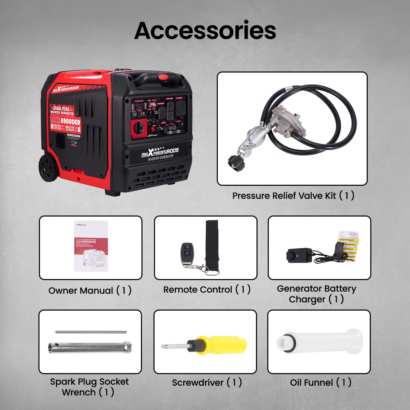 6900W Dual Fuel Quiet Gas/LPG Inverter Generator 120V/240V for Home Backup